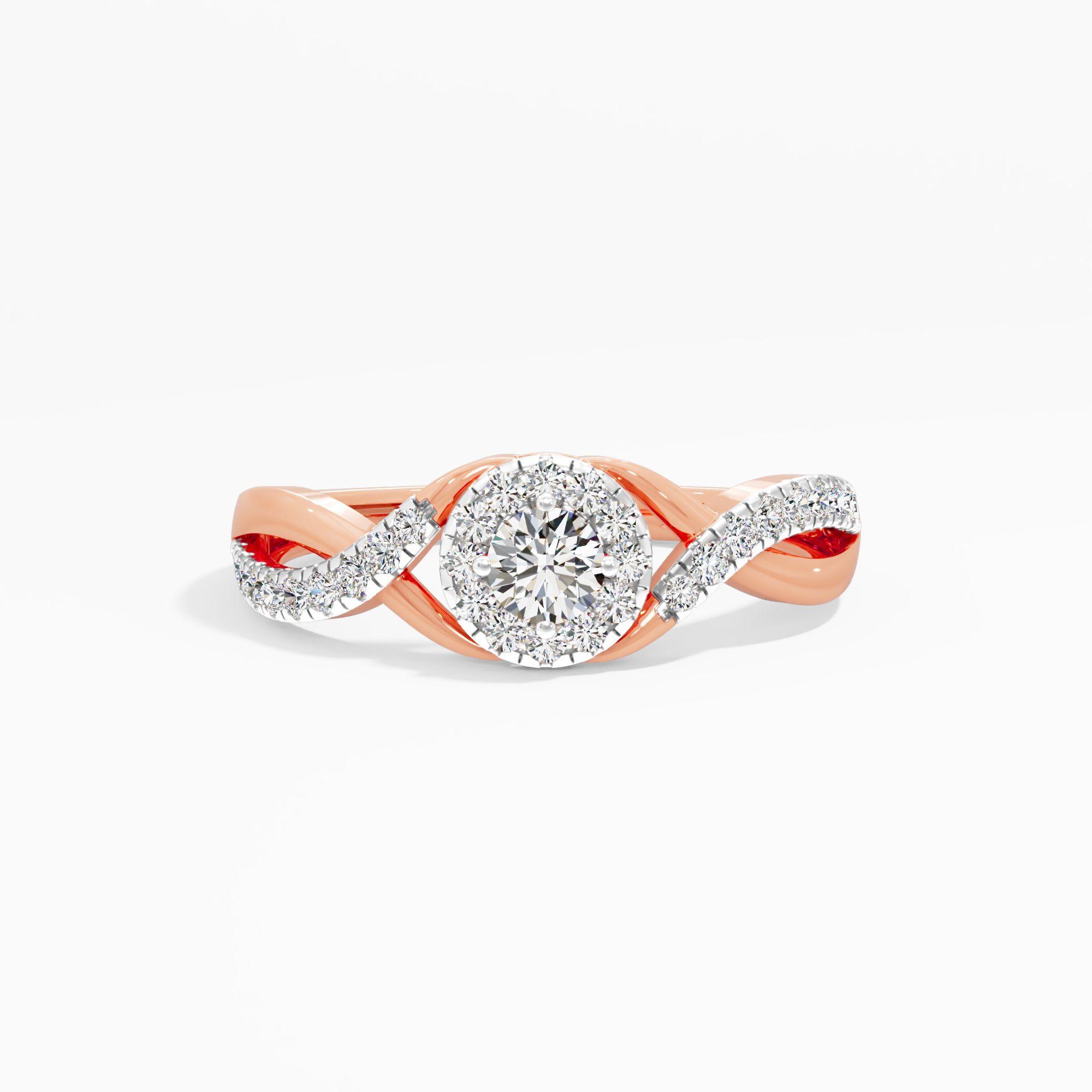 Twist Halo Solitaire Engagement Ring