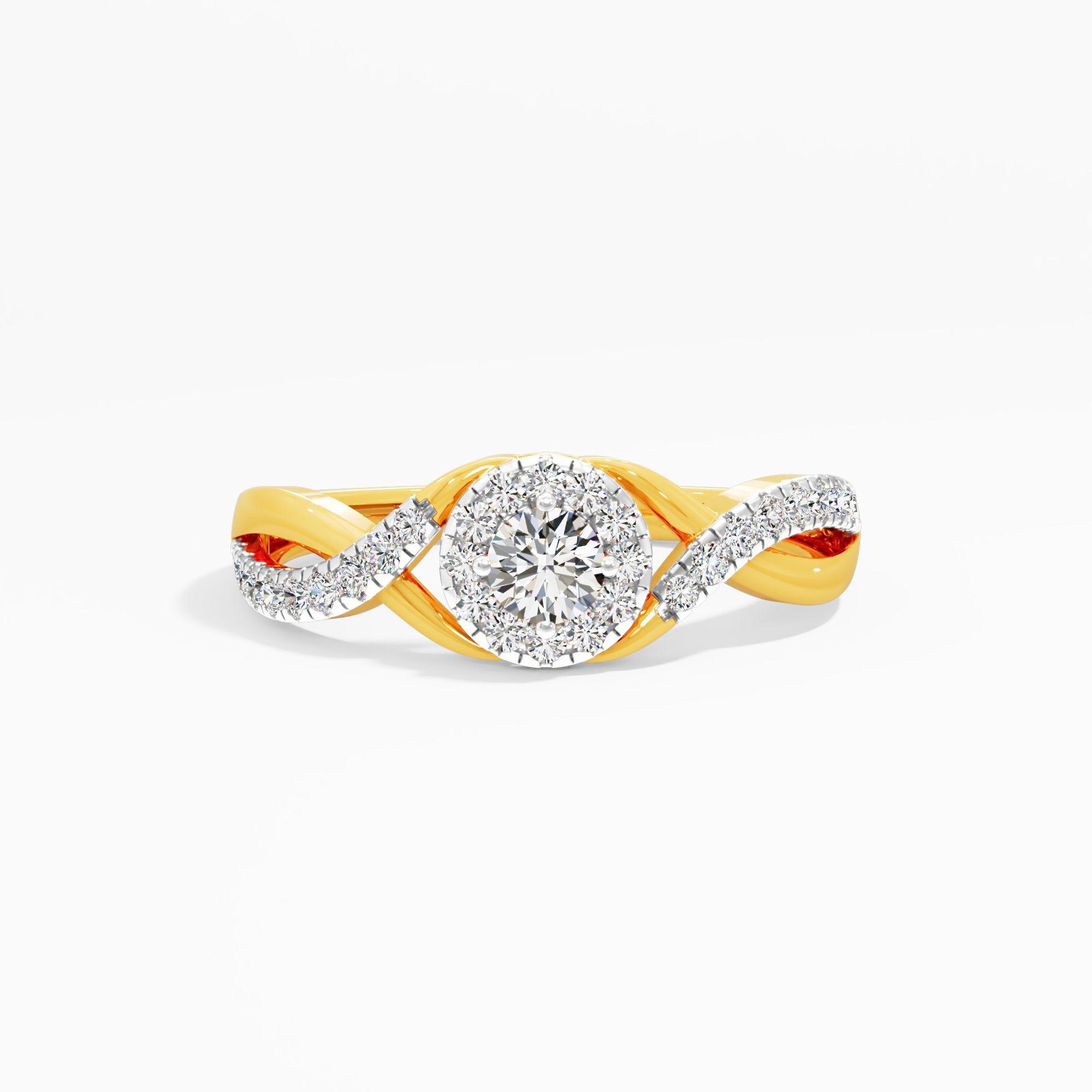 Twist Halo Solitaire Engagement Ring