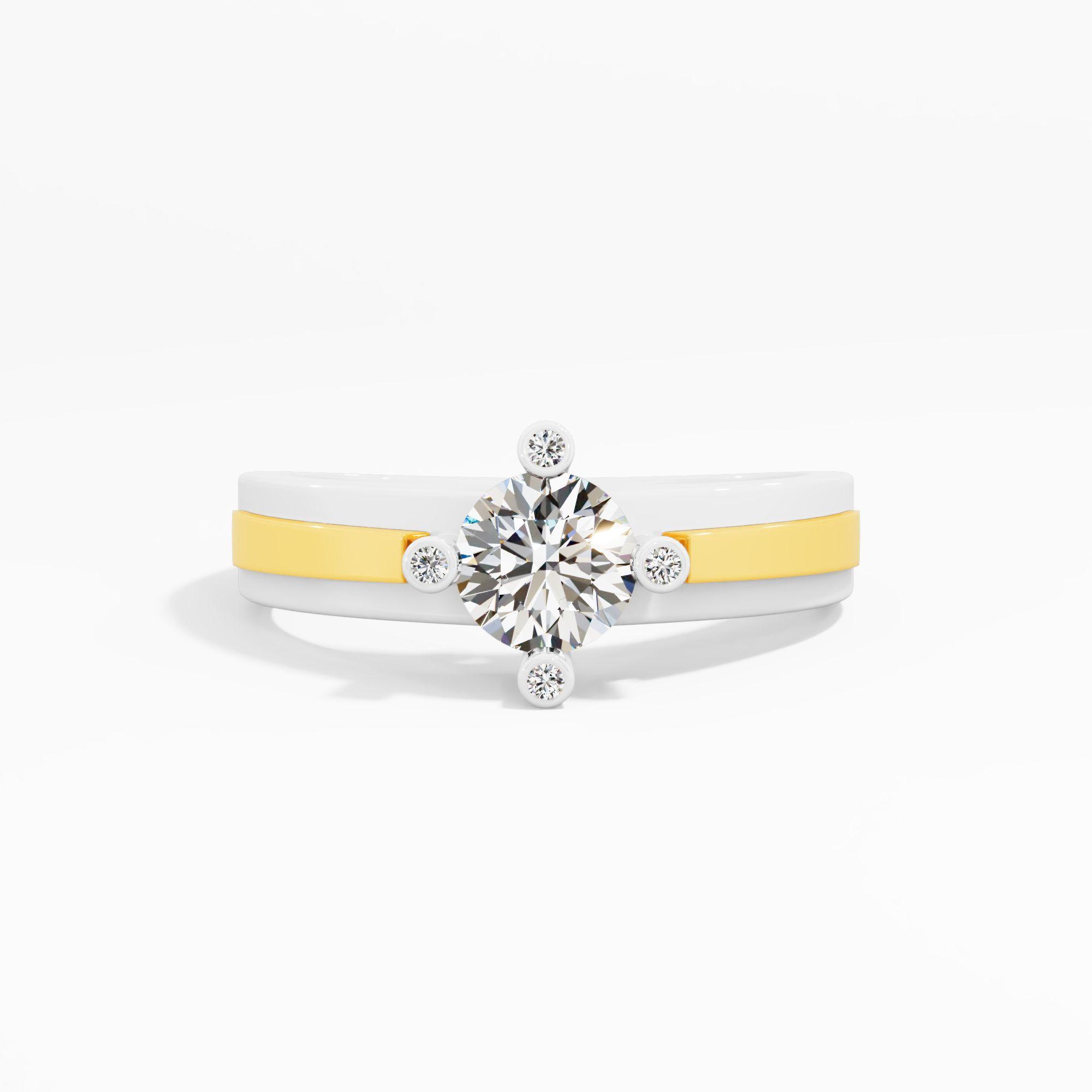 Two Tone Union Solitaire Ring