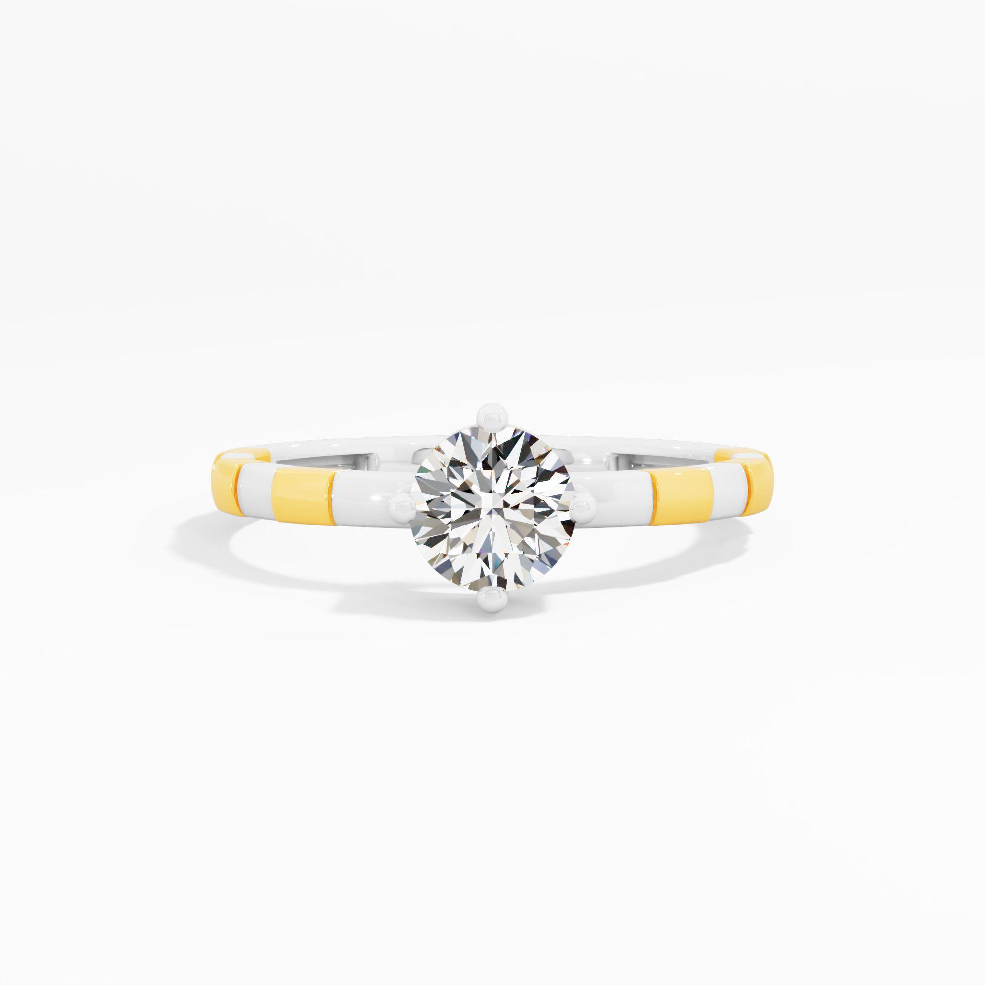 Two Tone Rhythm of Love Solitaire Ring