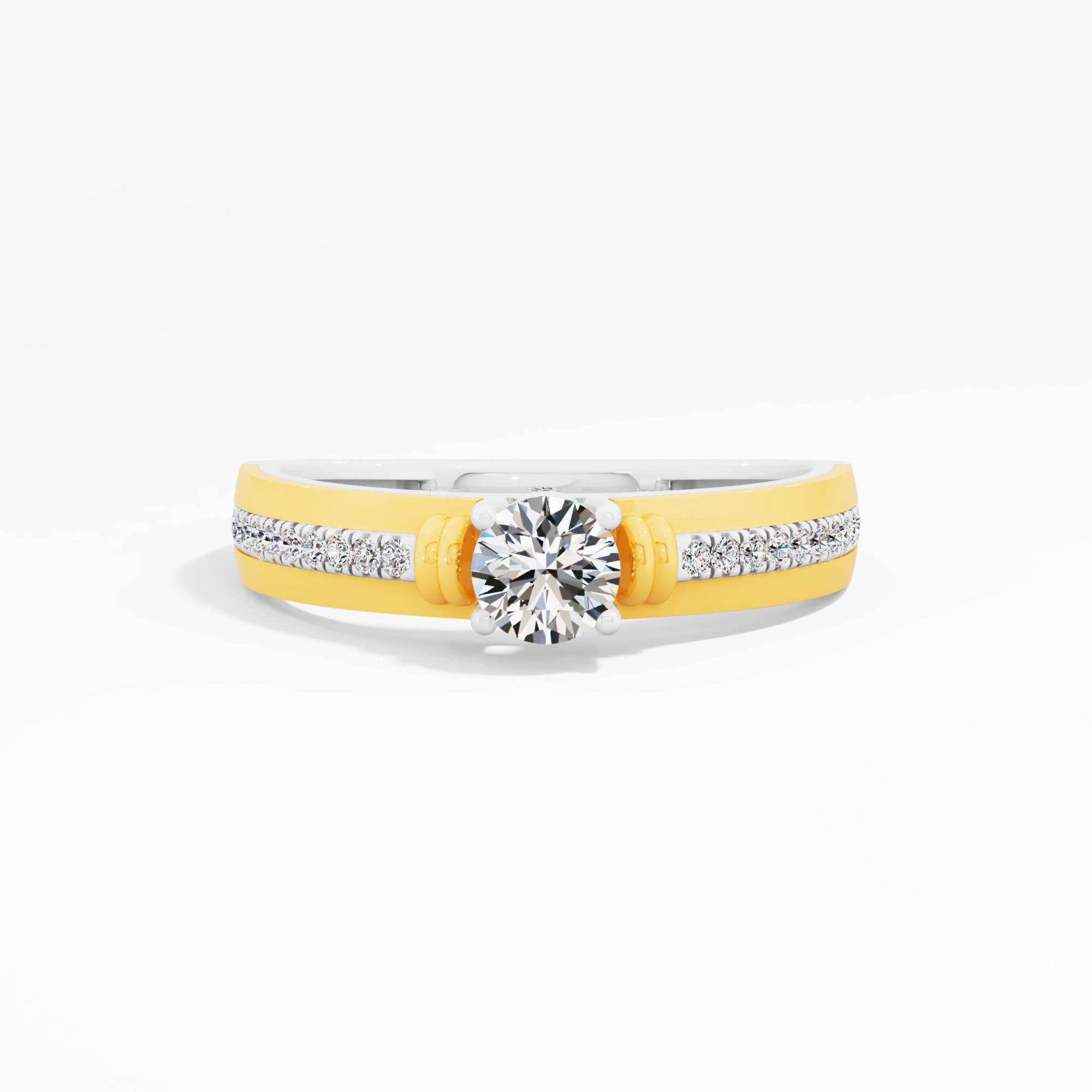 Strap Accent Two Tone Solitaire Ring