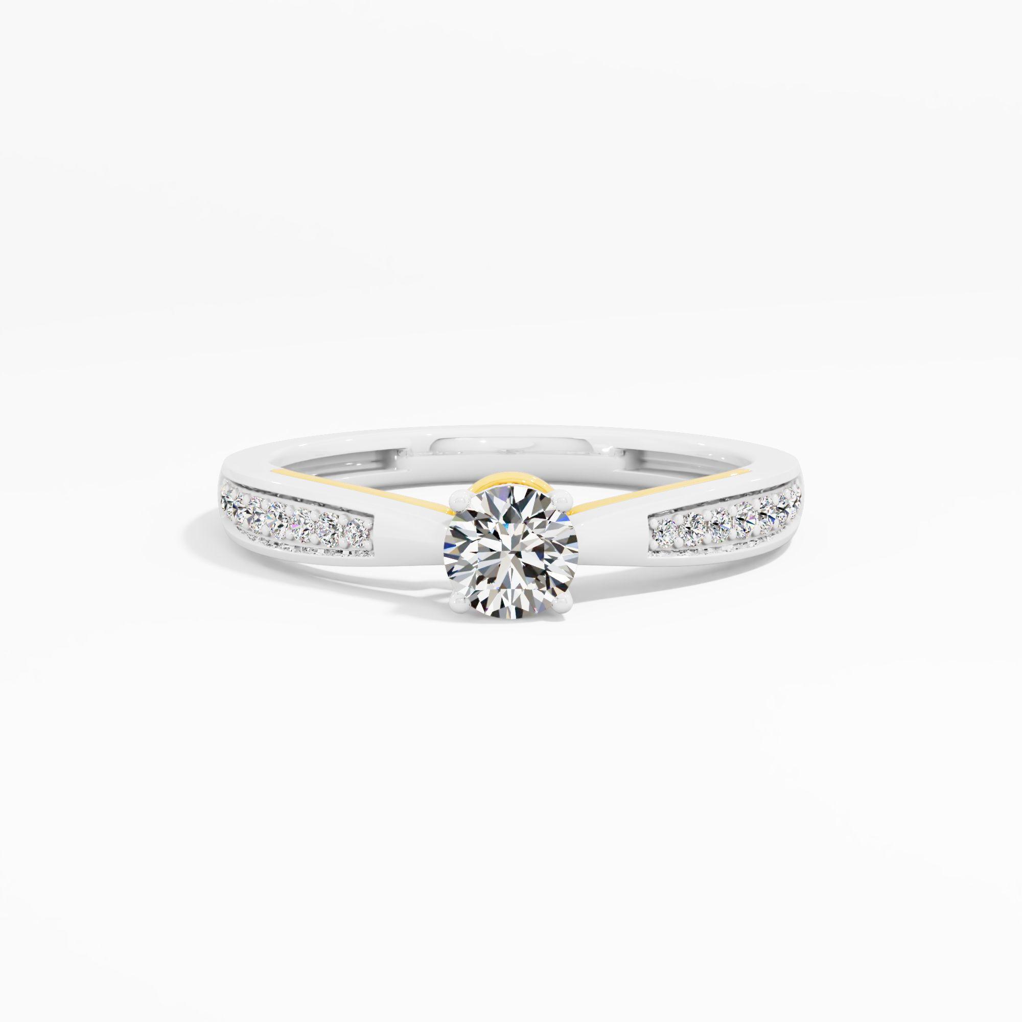 Cathedral Pavé Two Tone Solitaire Ring