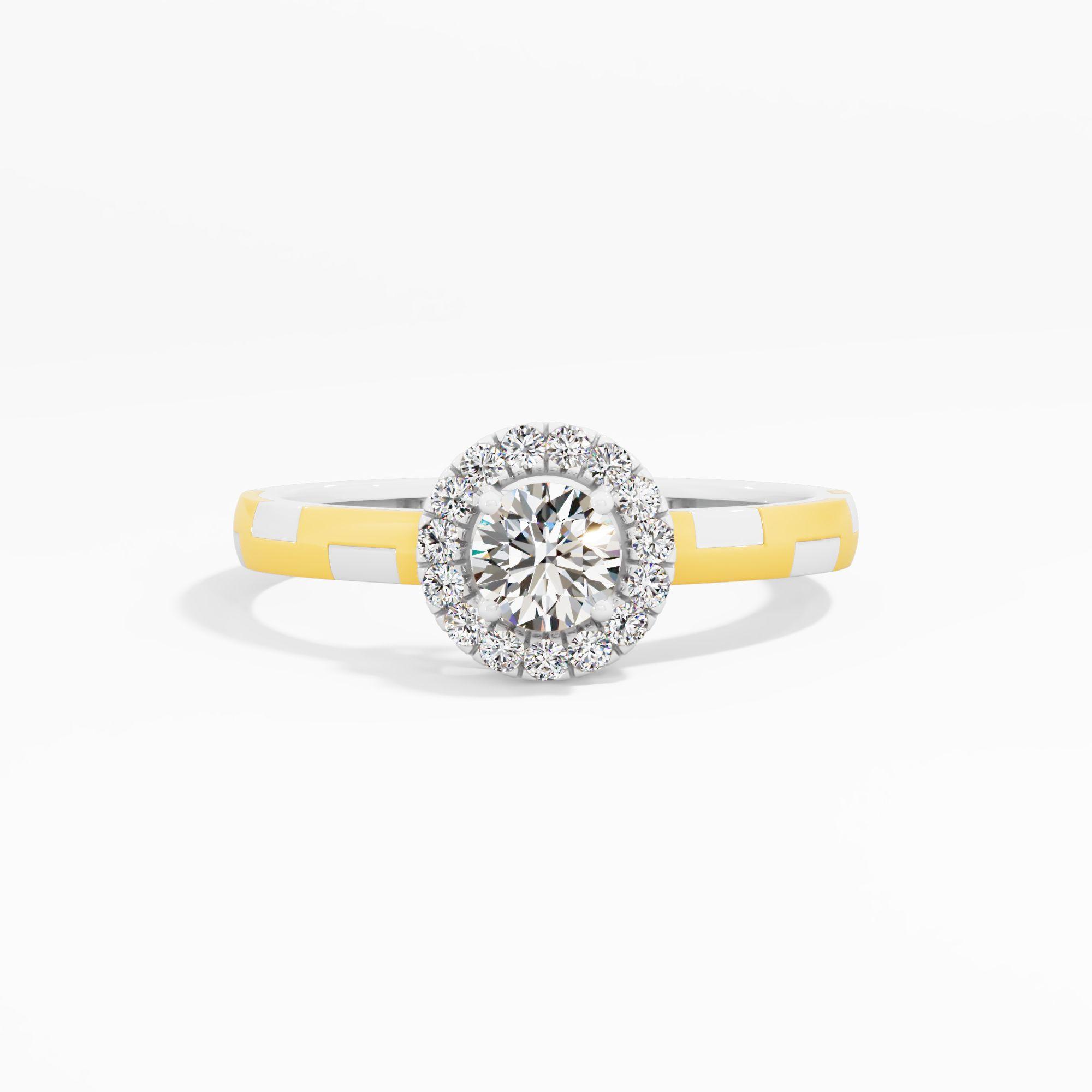 Two Tone Labyrinth Halo Ring