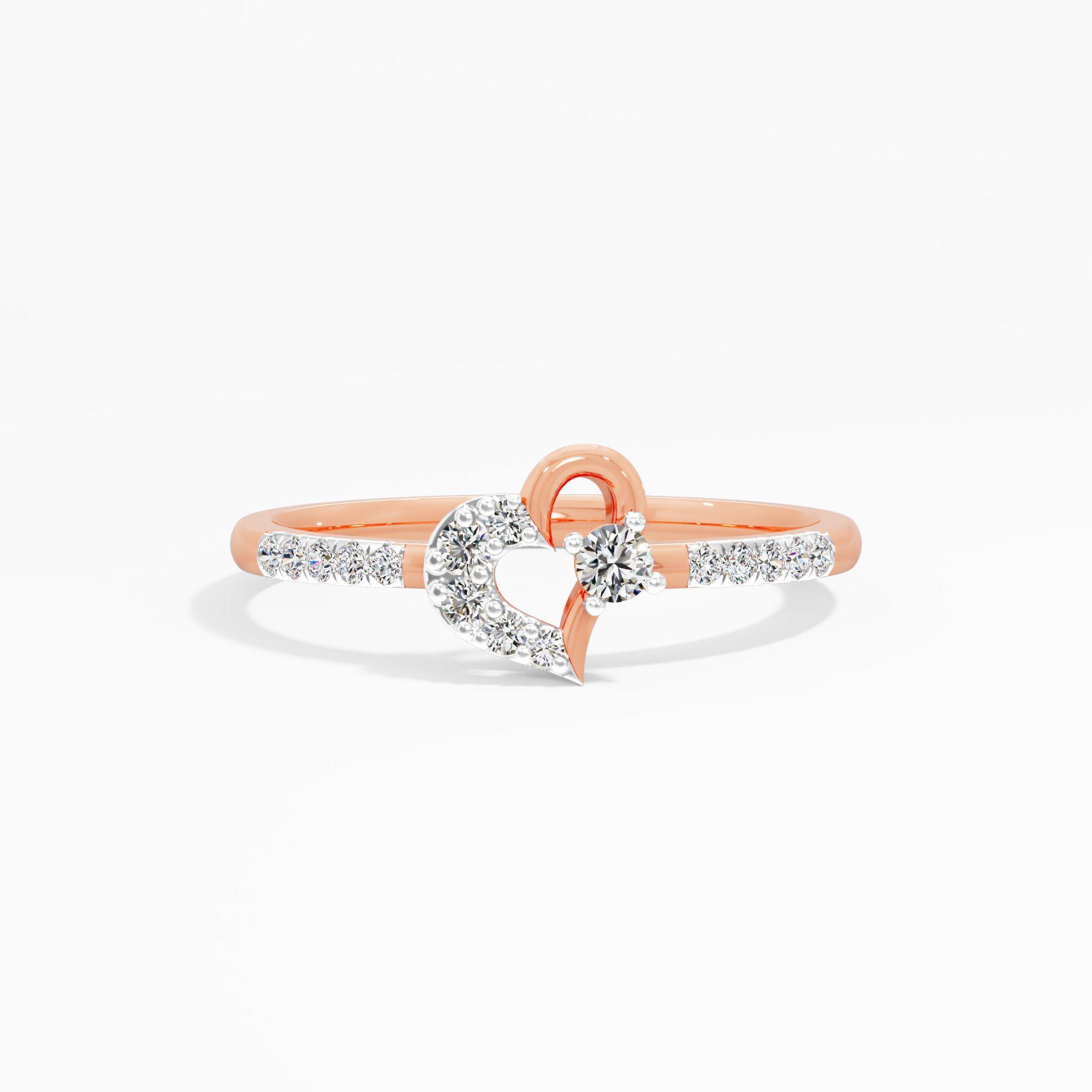 Cursive Heart Diamond Ring