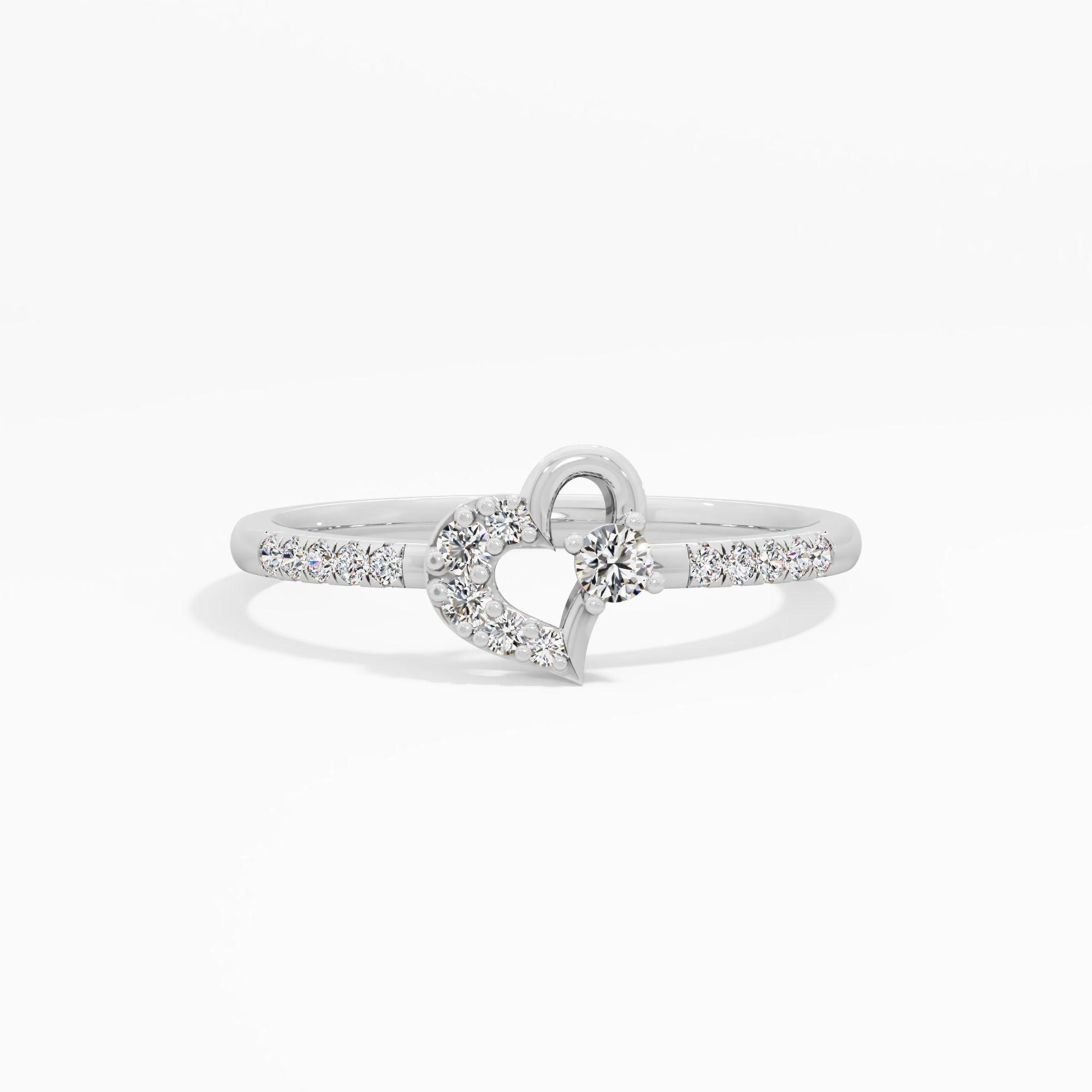 Cursive Heart Diamond Ring