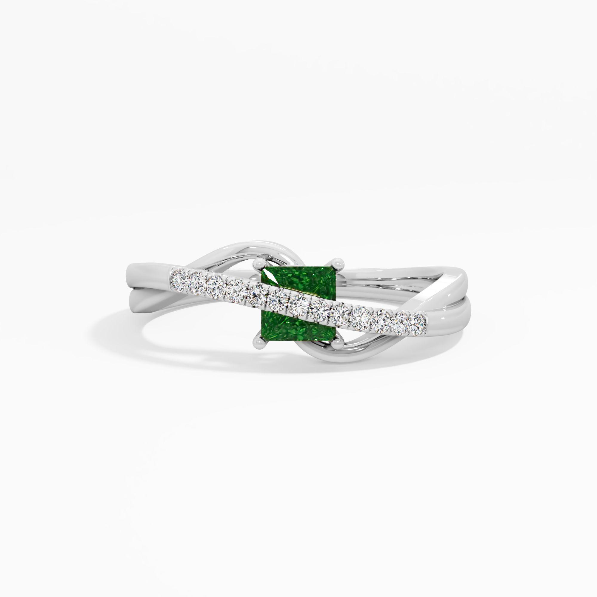 Emerald Woven Solitaire Ring