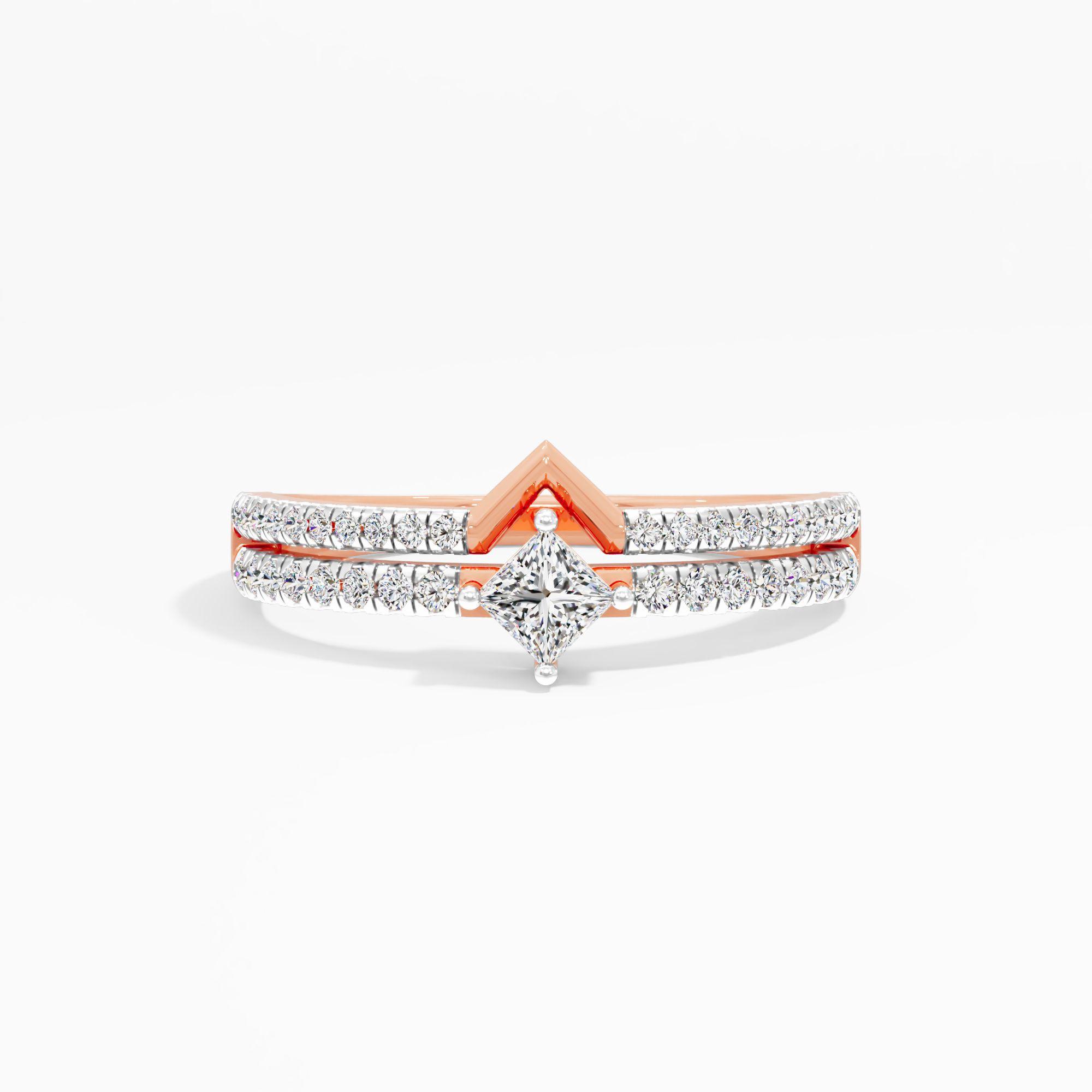 Princess Solitaire Dual Band Ring