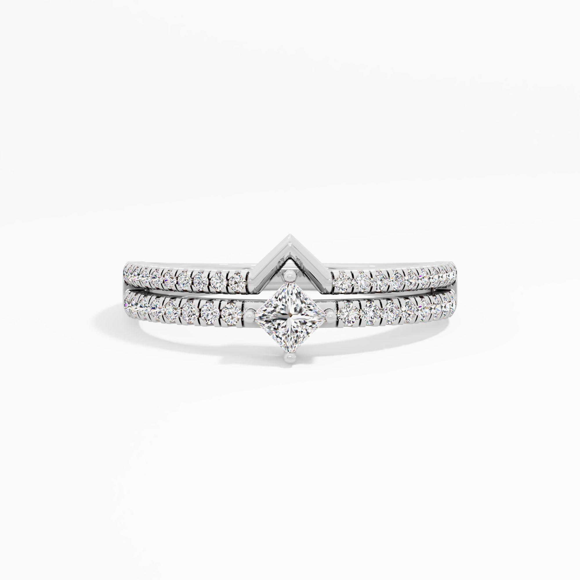 Princess Solitaire Dual Band Ring