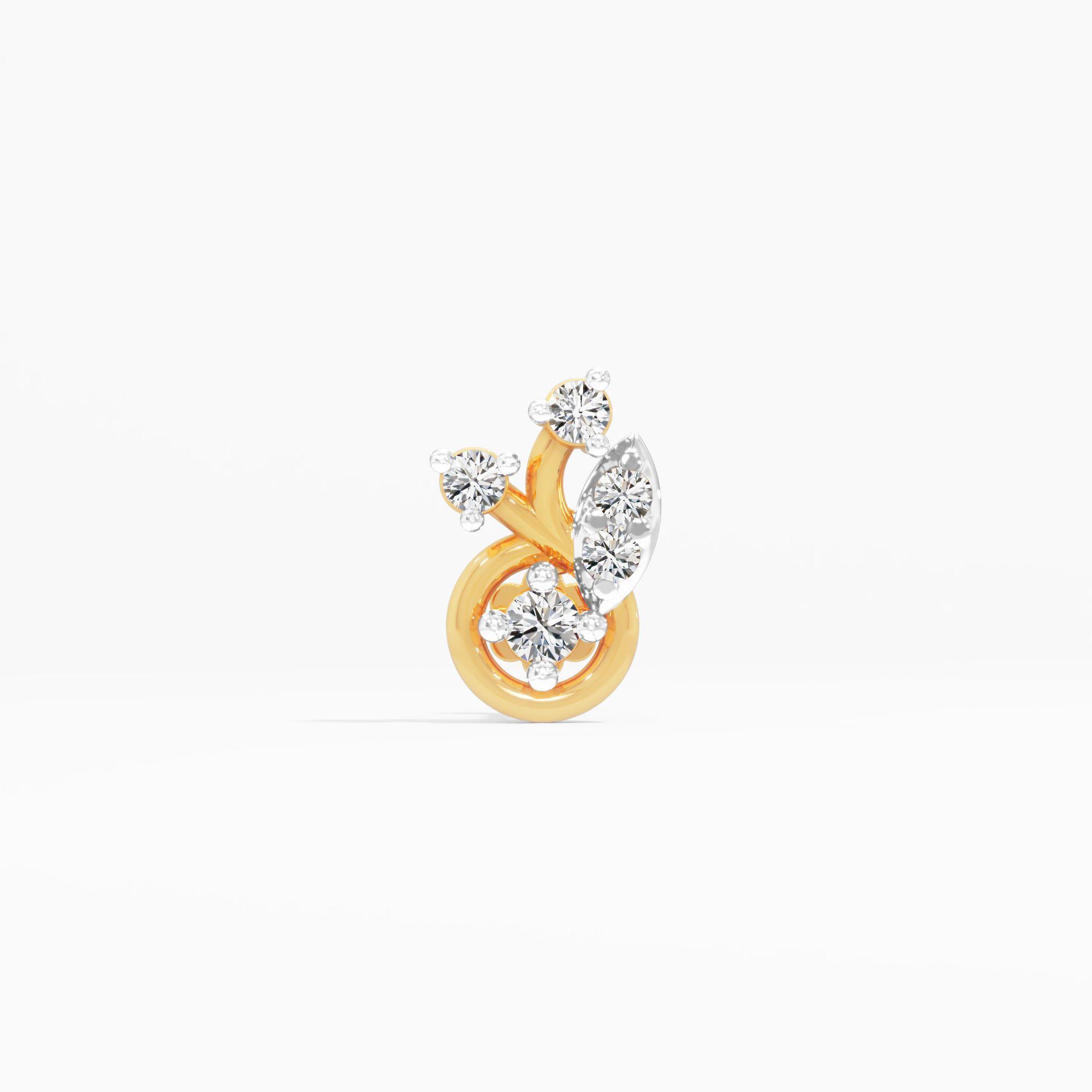 5 Stone Floral Stud Nose Pin