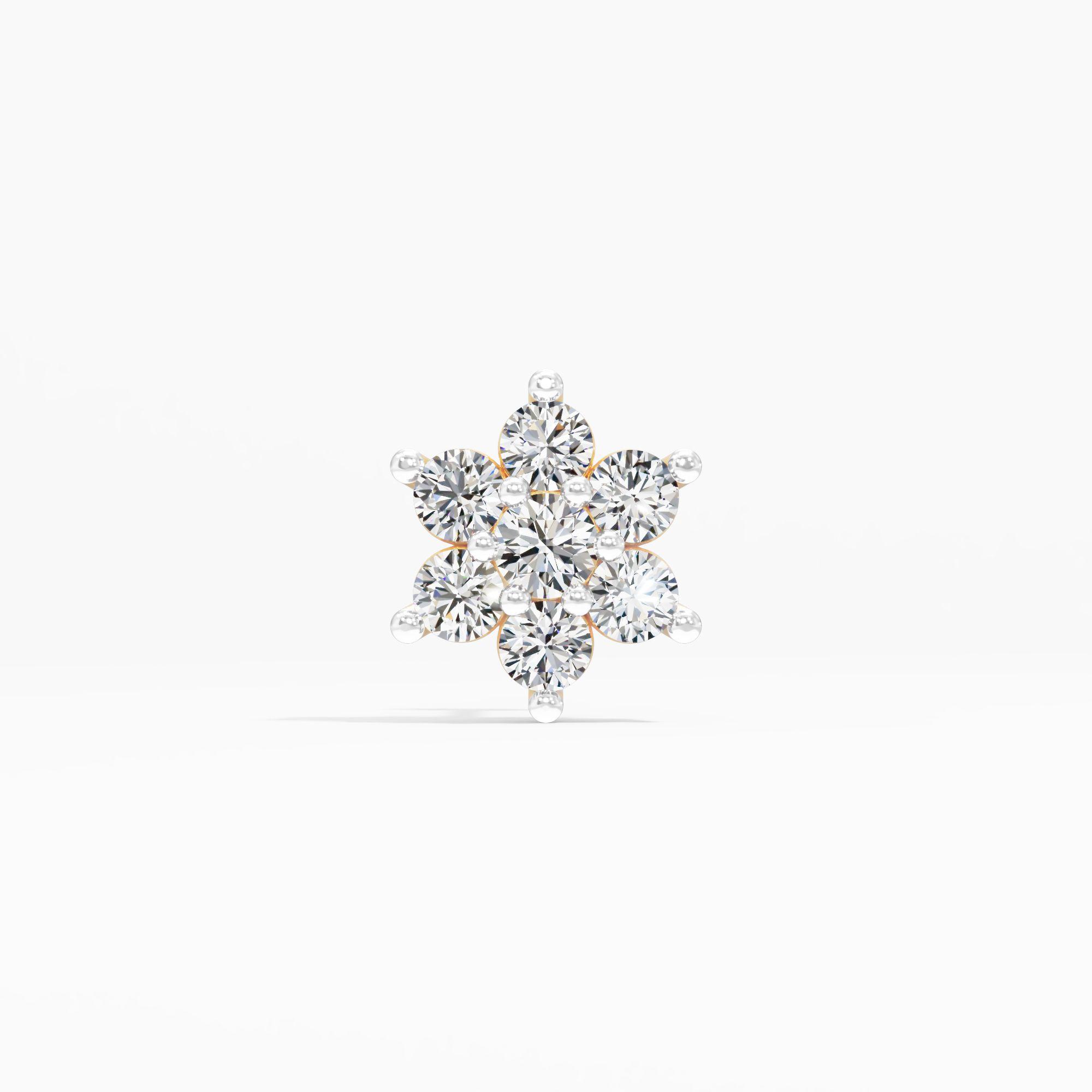 Snowburst Cluster Diamond Nose Pin