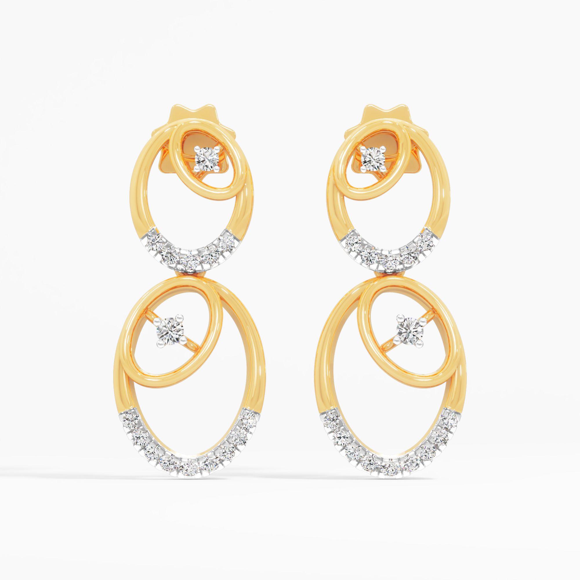 Double Solitaire Orbit Dangle Earrings