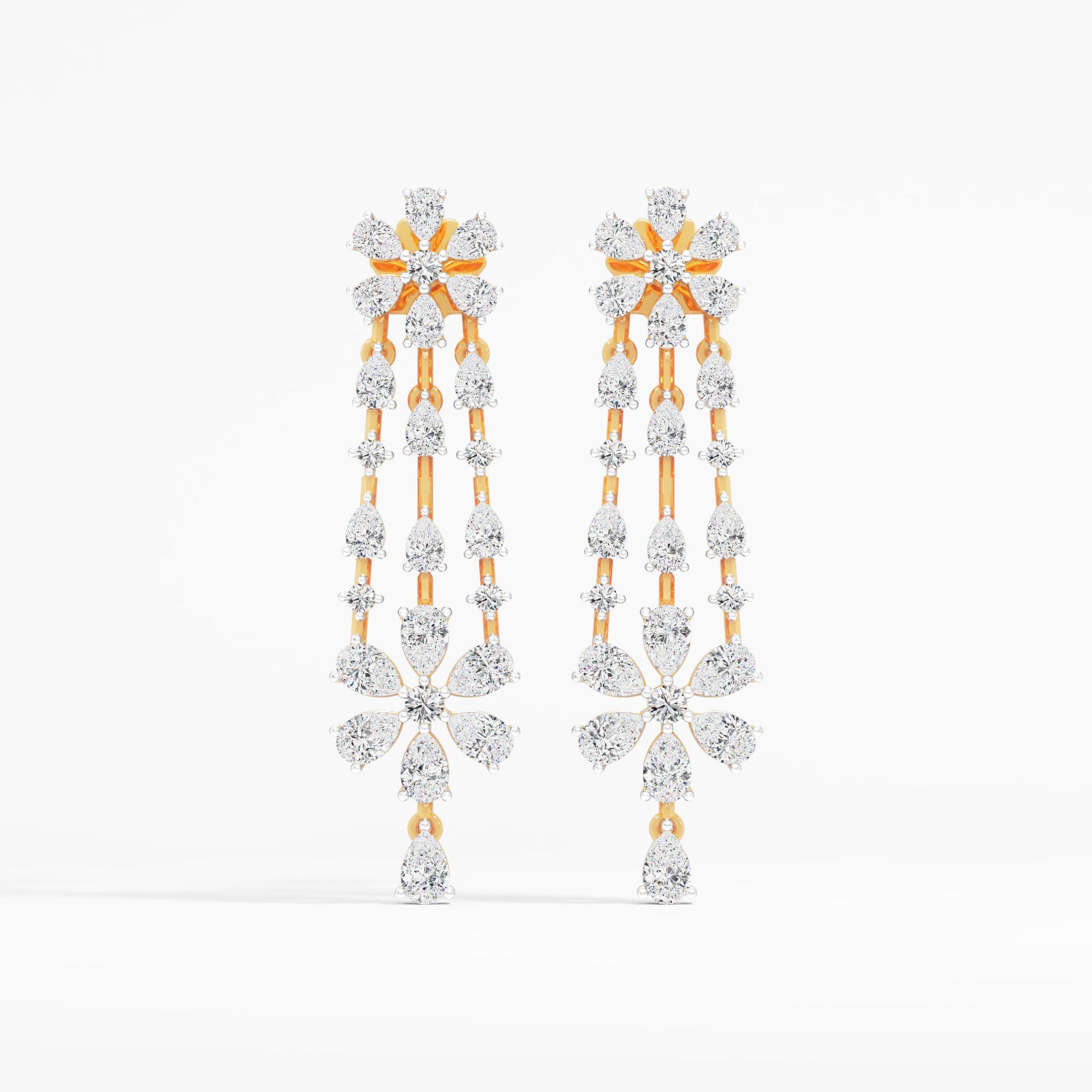 Floral Chandelier Dangle Earrings