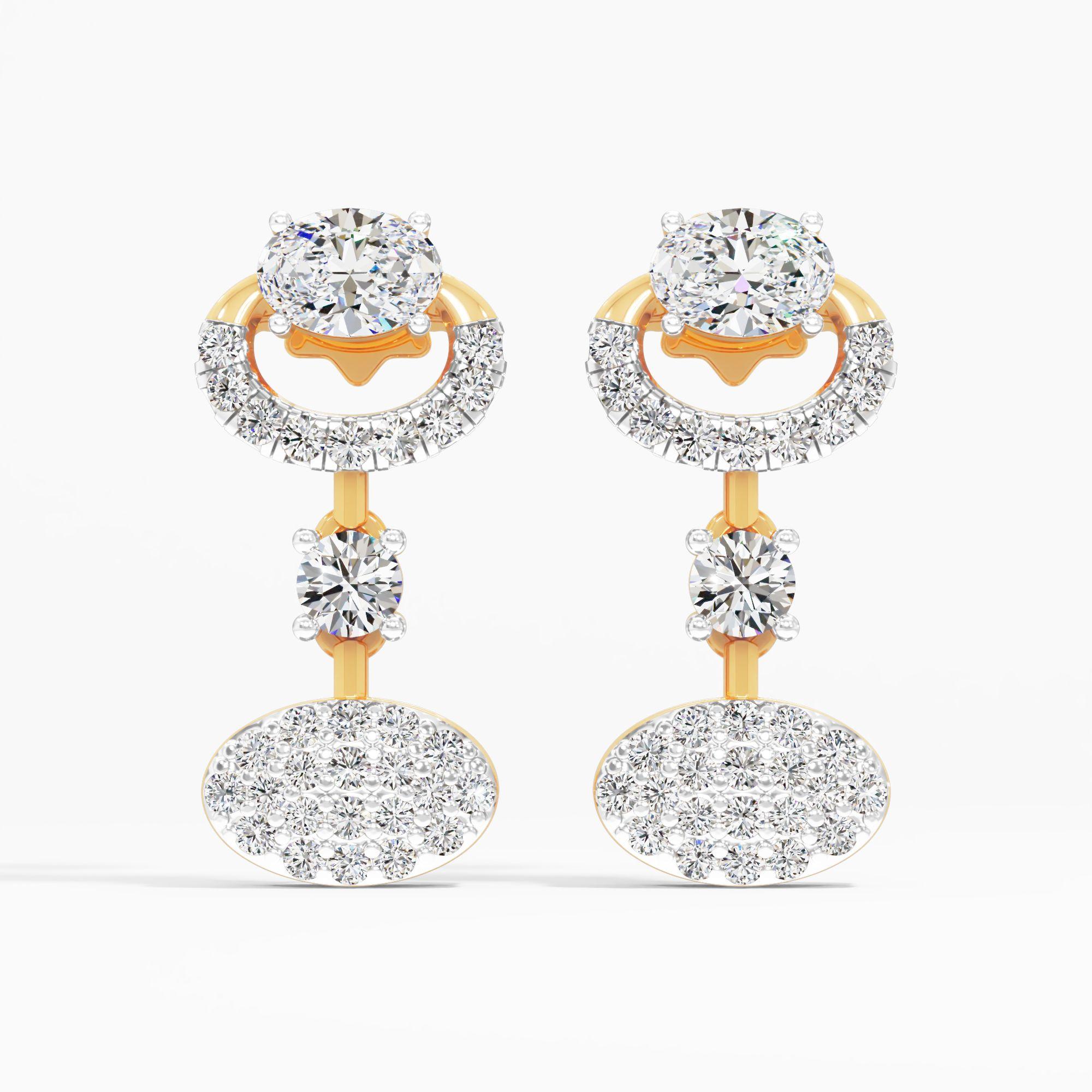 Crescent Kissed Solitaire Dangle Earrings