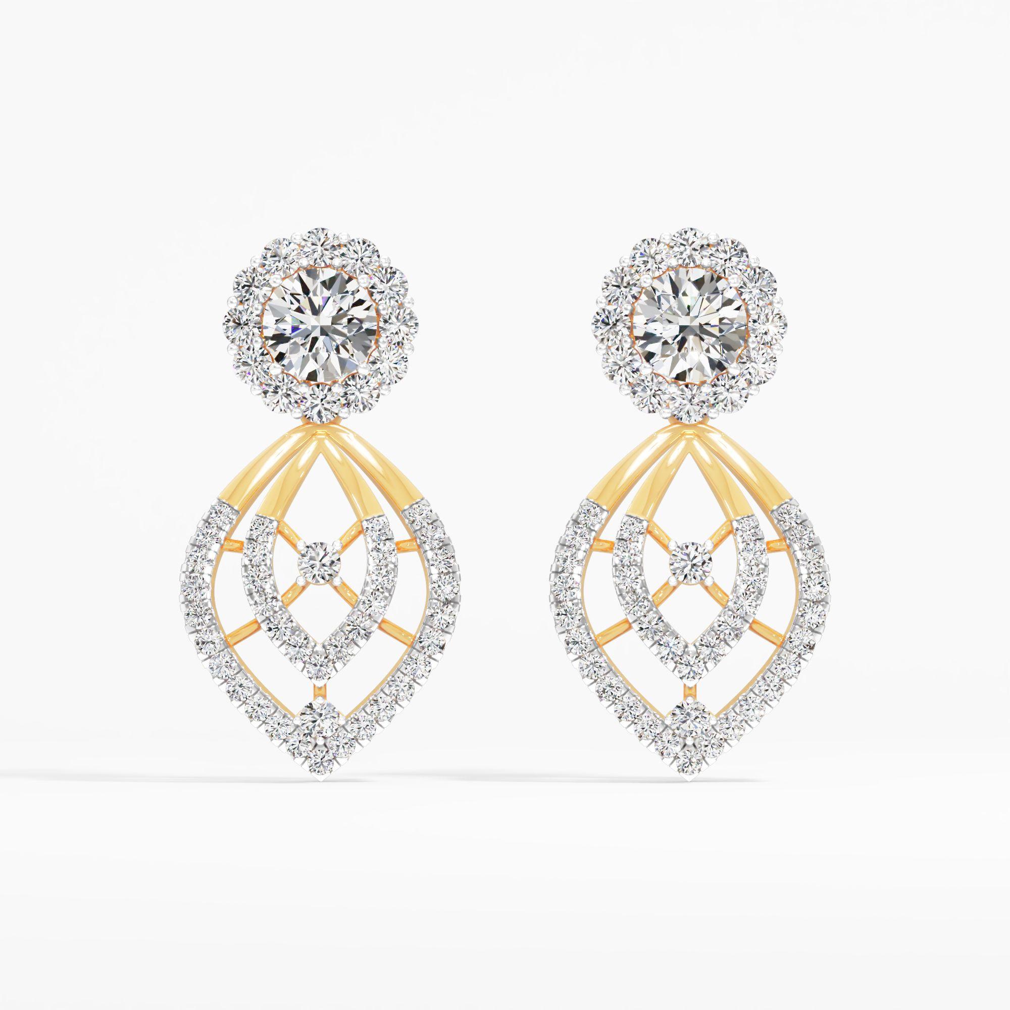 Tiered Petal Solitaire Drop Earring