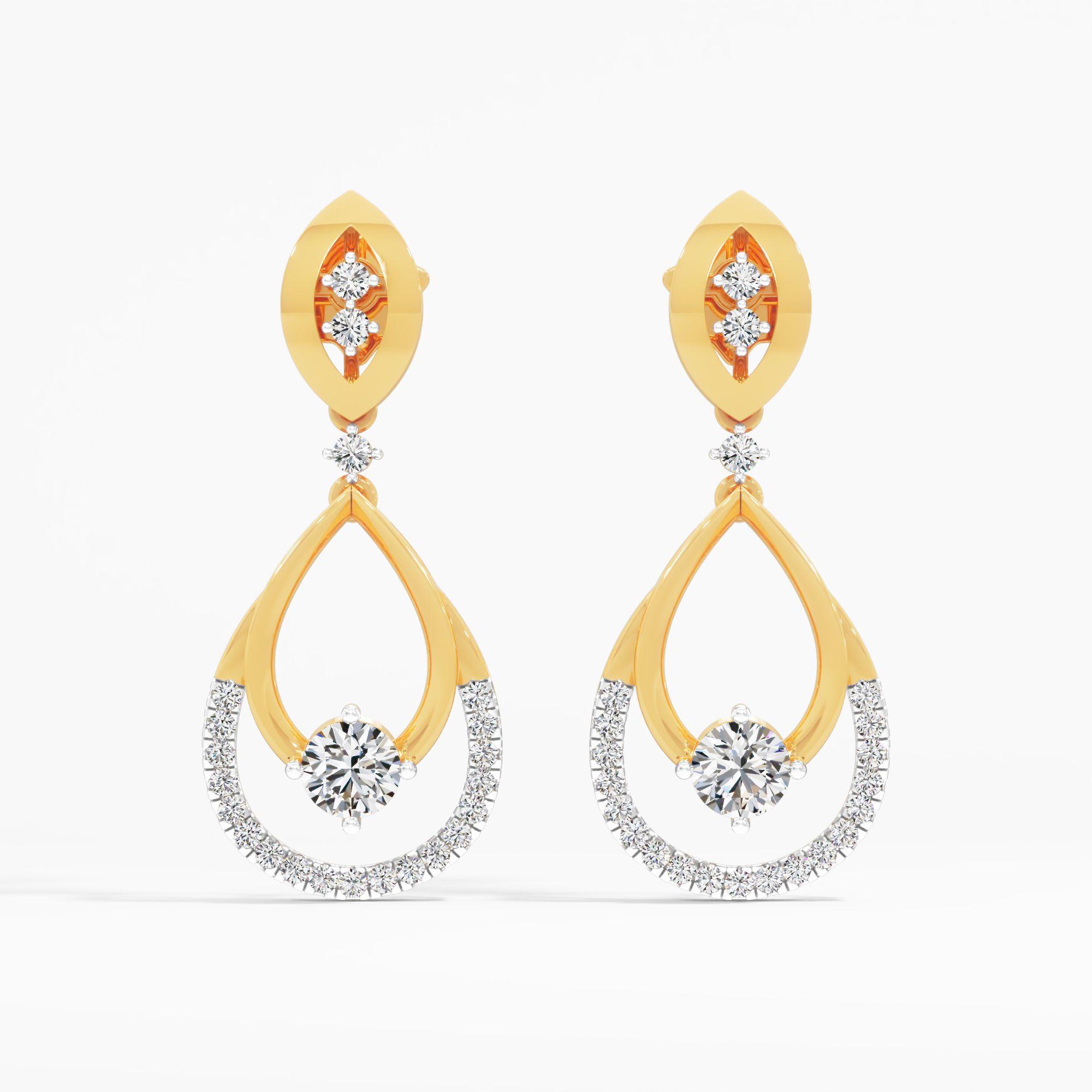 Teardrop Cage Solitaire Earrings