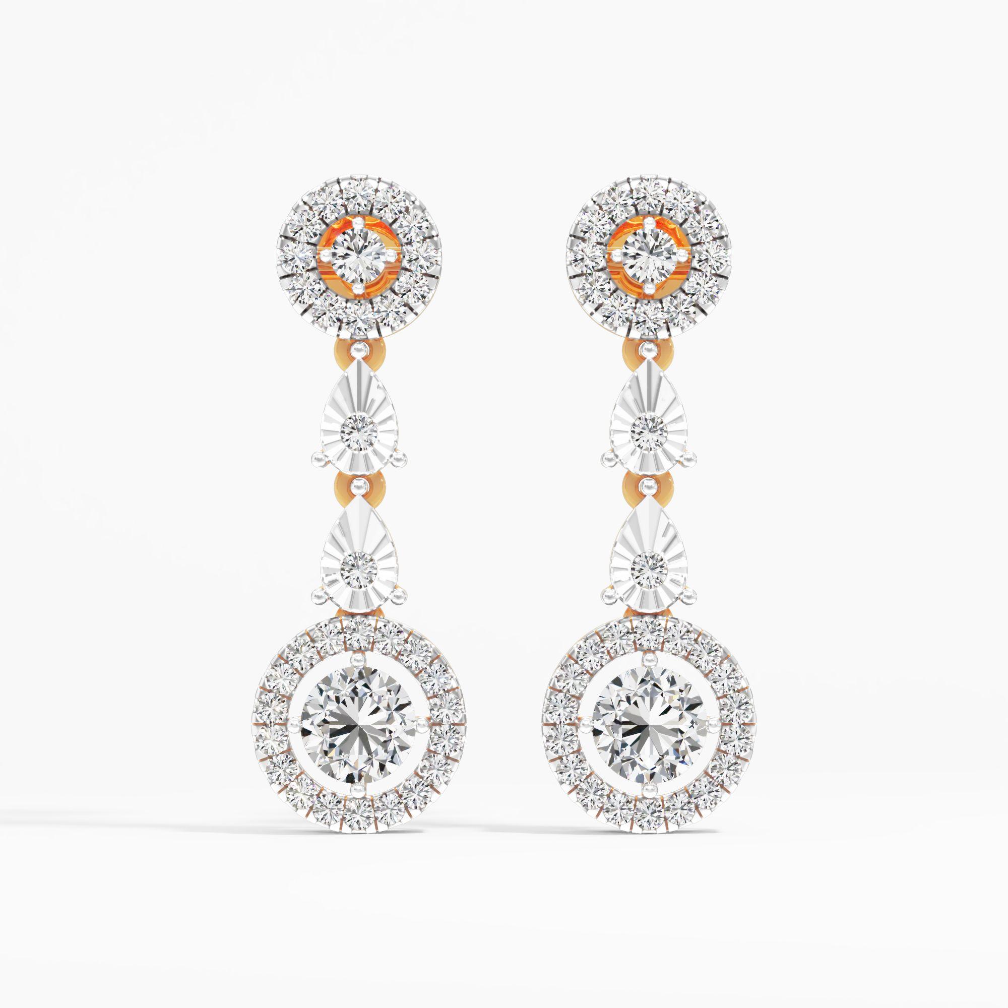 Double Halo Solitaire Drop Earrings
