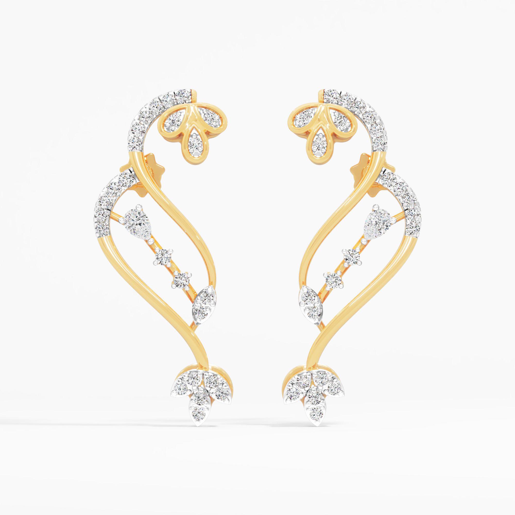 Leaf Vine Curve Stud Earrings