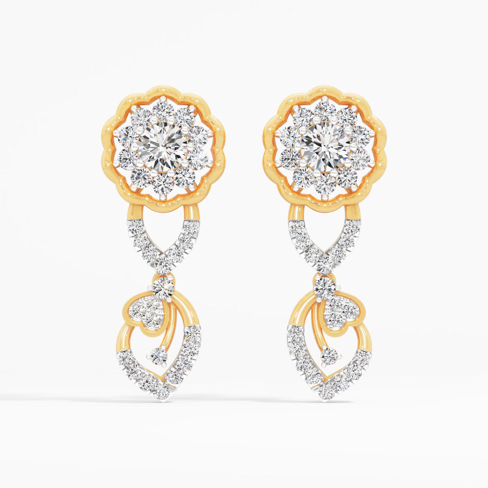 Floral Cascade Solitaire Drop Earrings