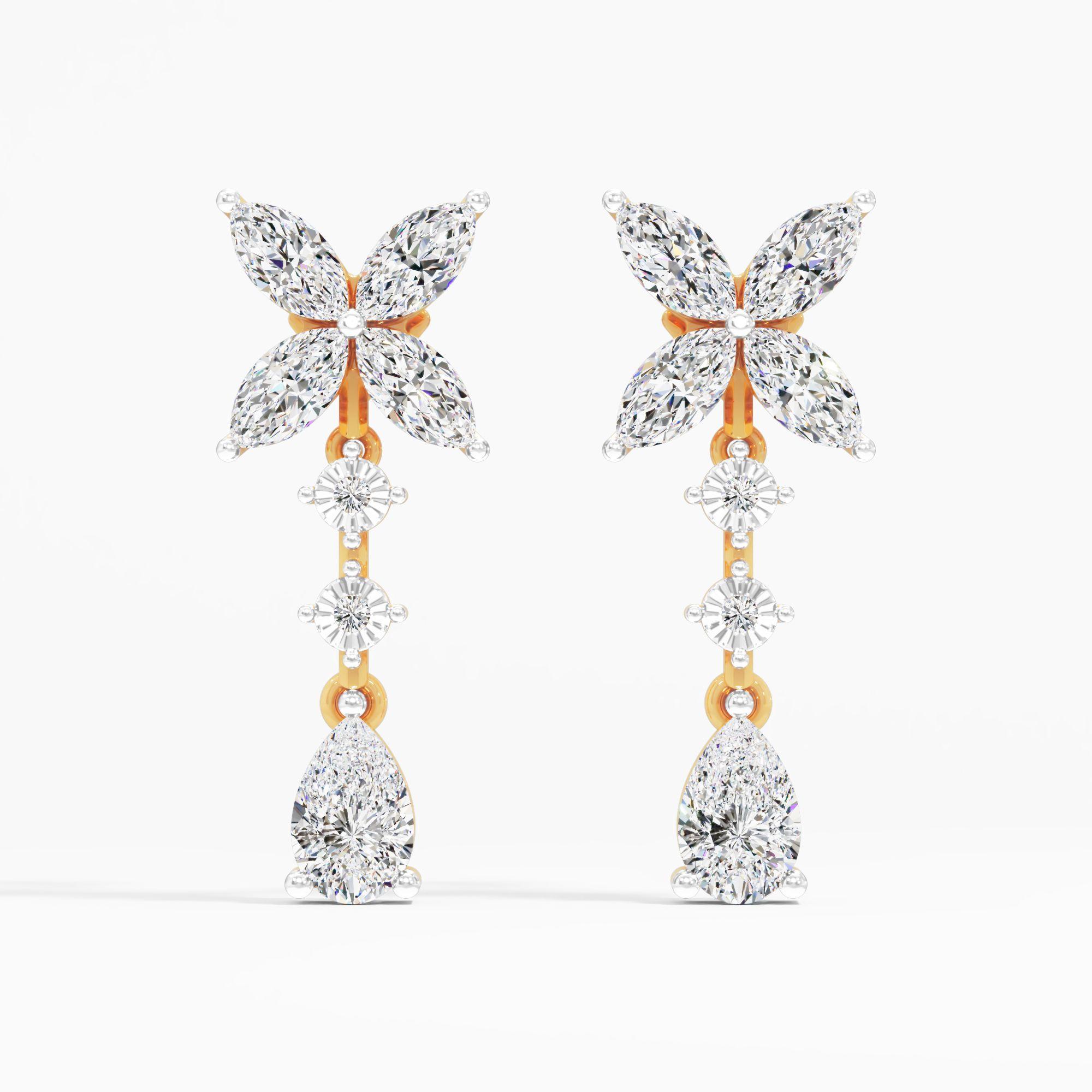 Marquise Petal Pear Drop Earrings