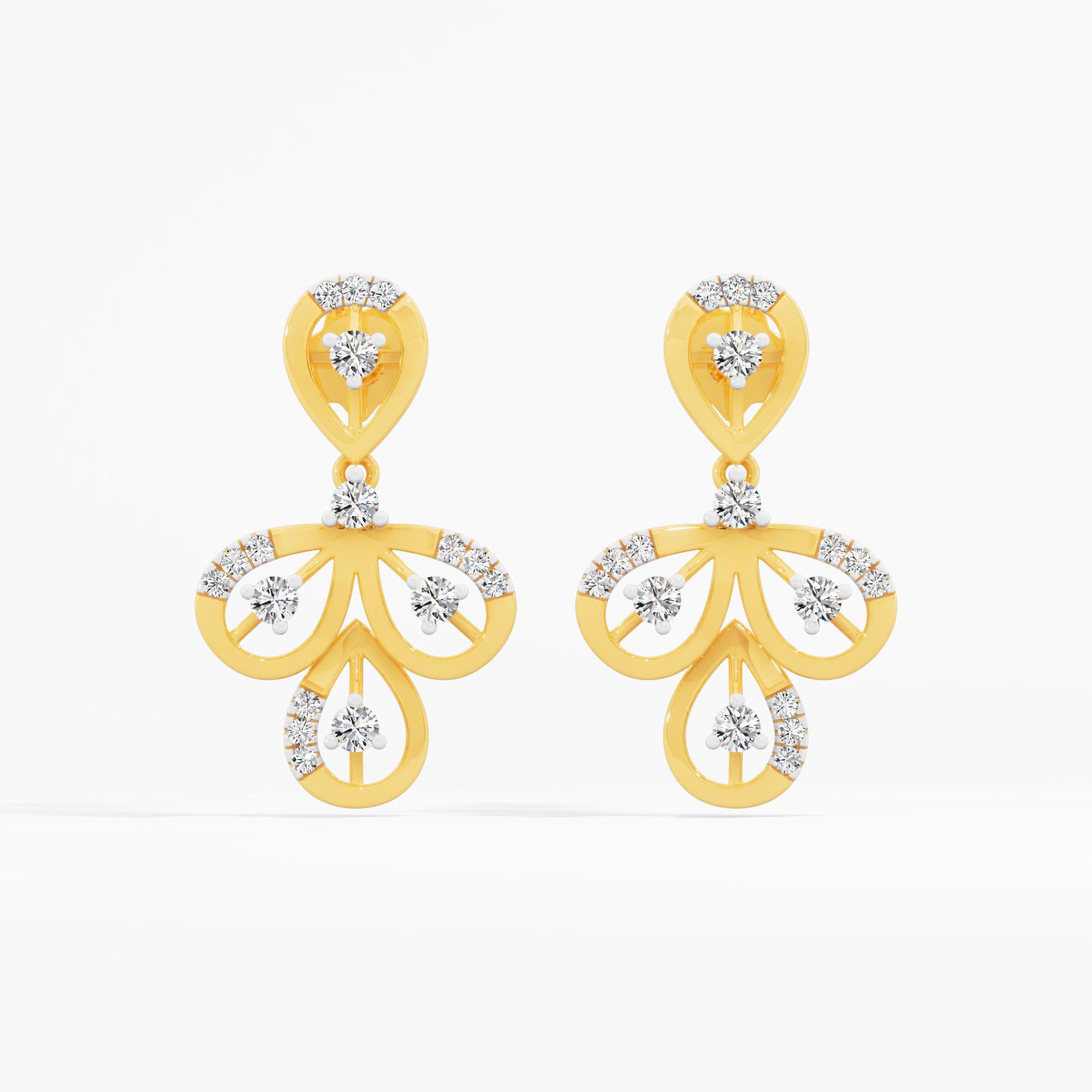 Teardrop Floral Dangle Earrings