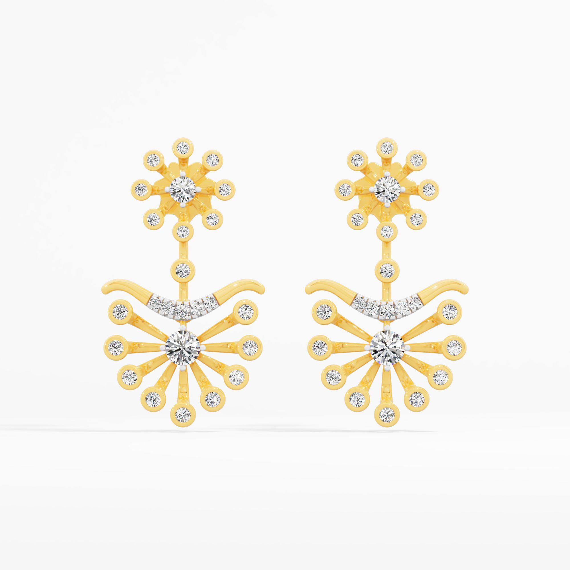 Celestial Starburst Solitaire Drop Earrings