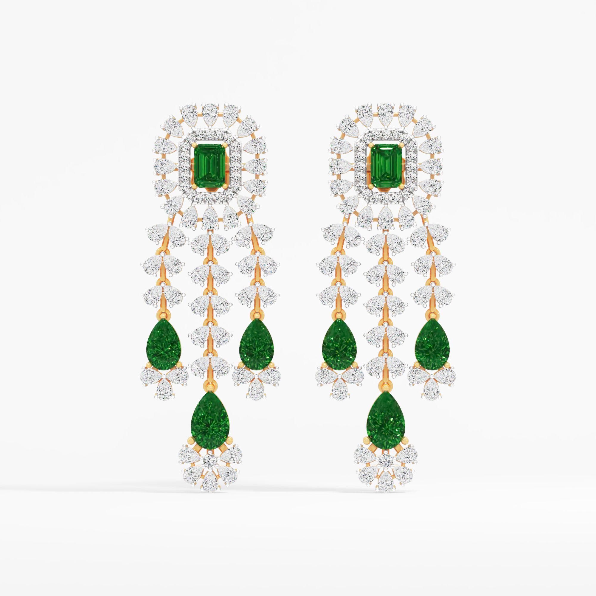 Viridian Fountain Emerald Earrings