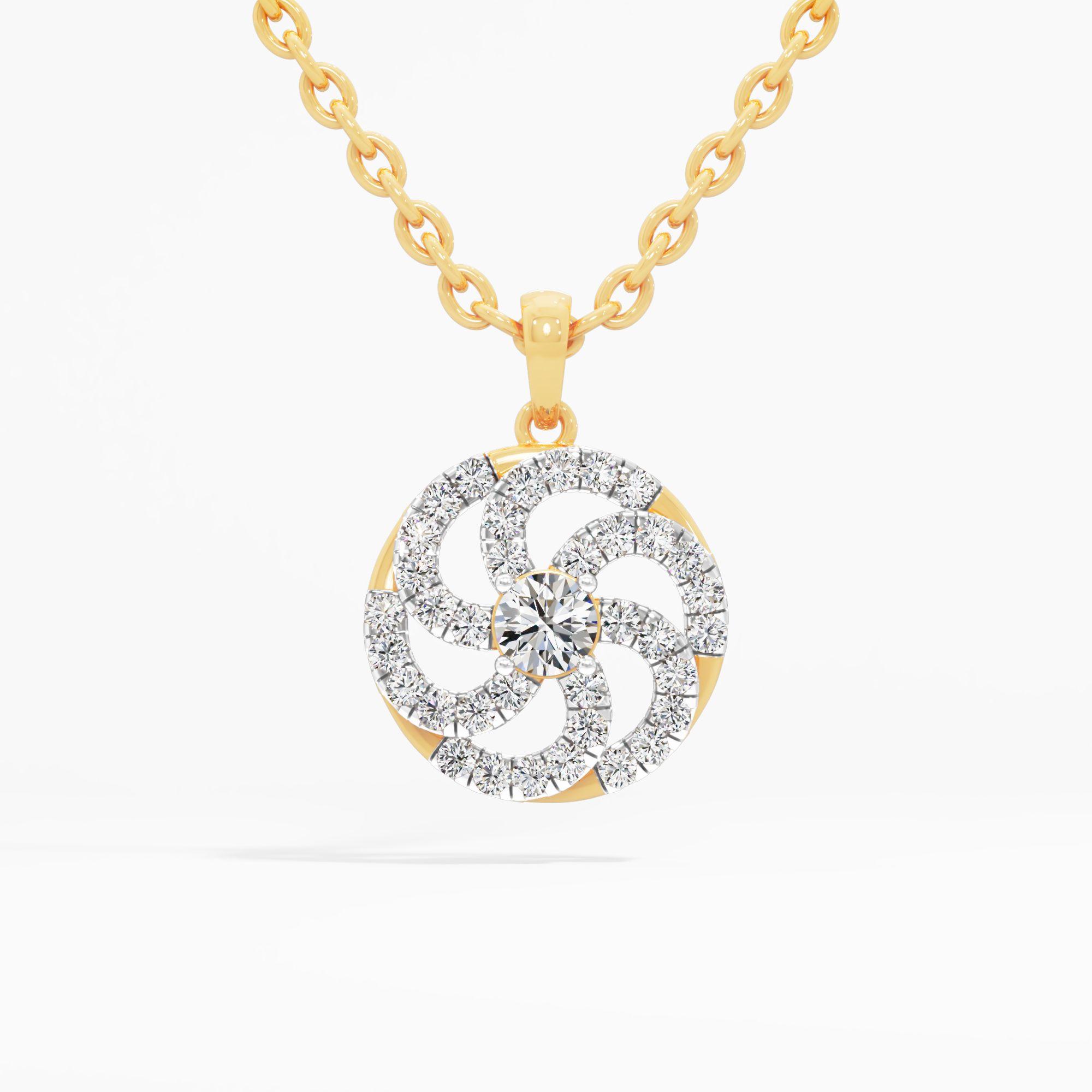 Swirling Pavé Solitaire Pendant