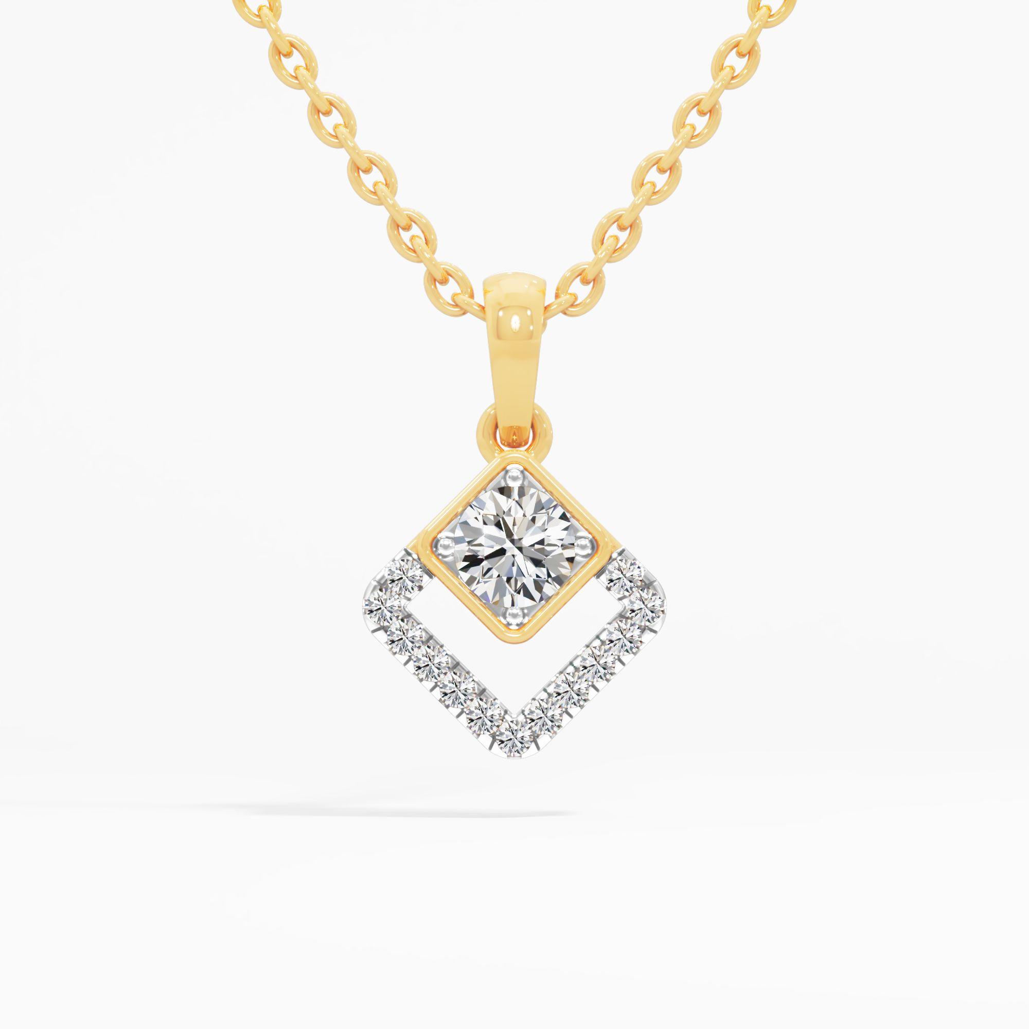 Layered Rhombus Solitaire Pendant