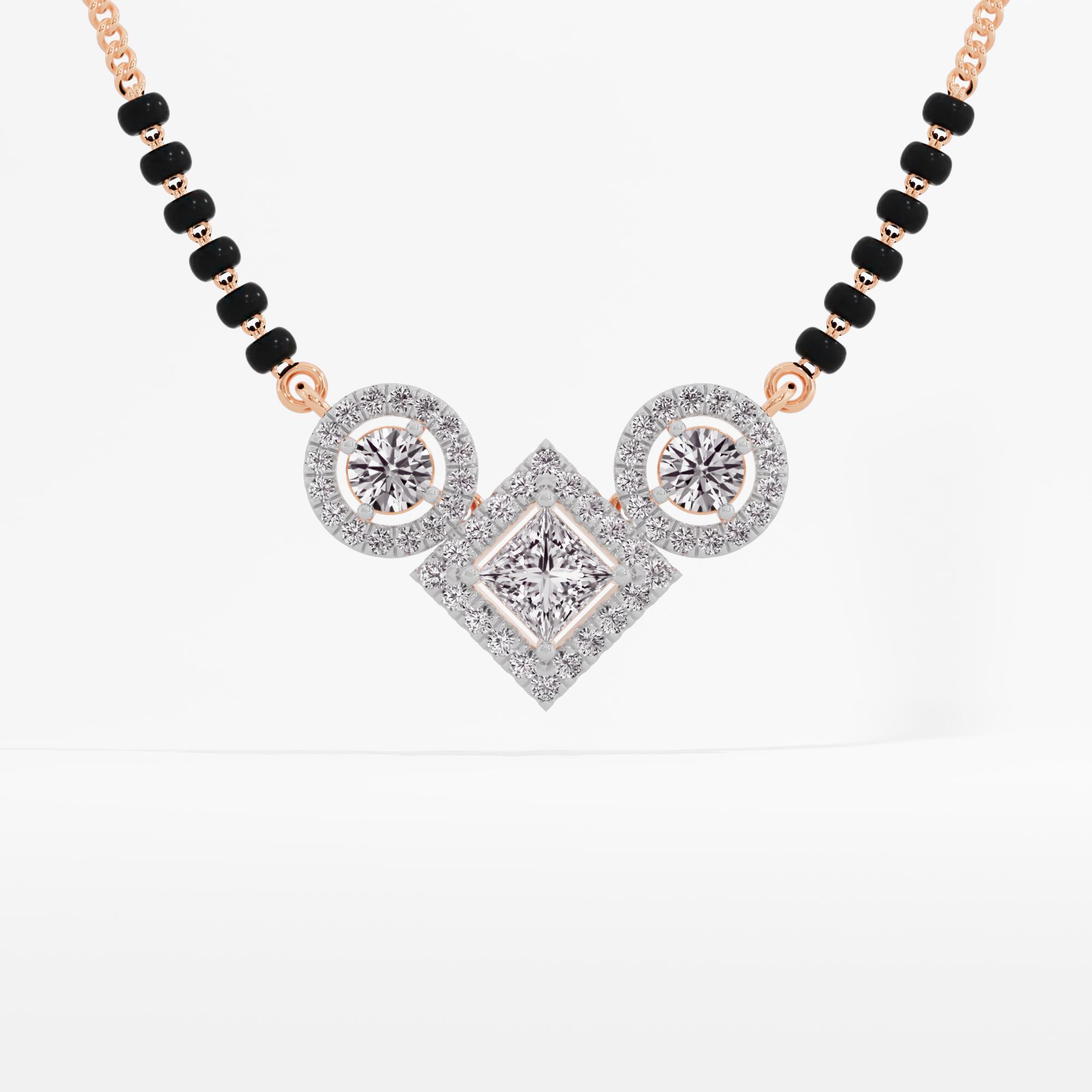 Celestial Trio 3 Stone Halo Mangalsutra