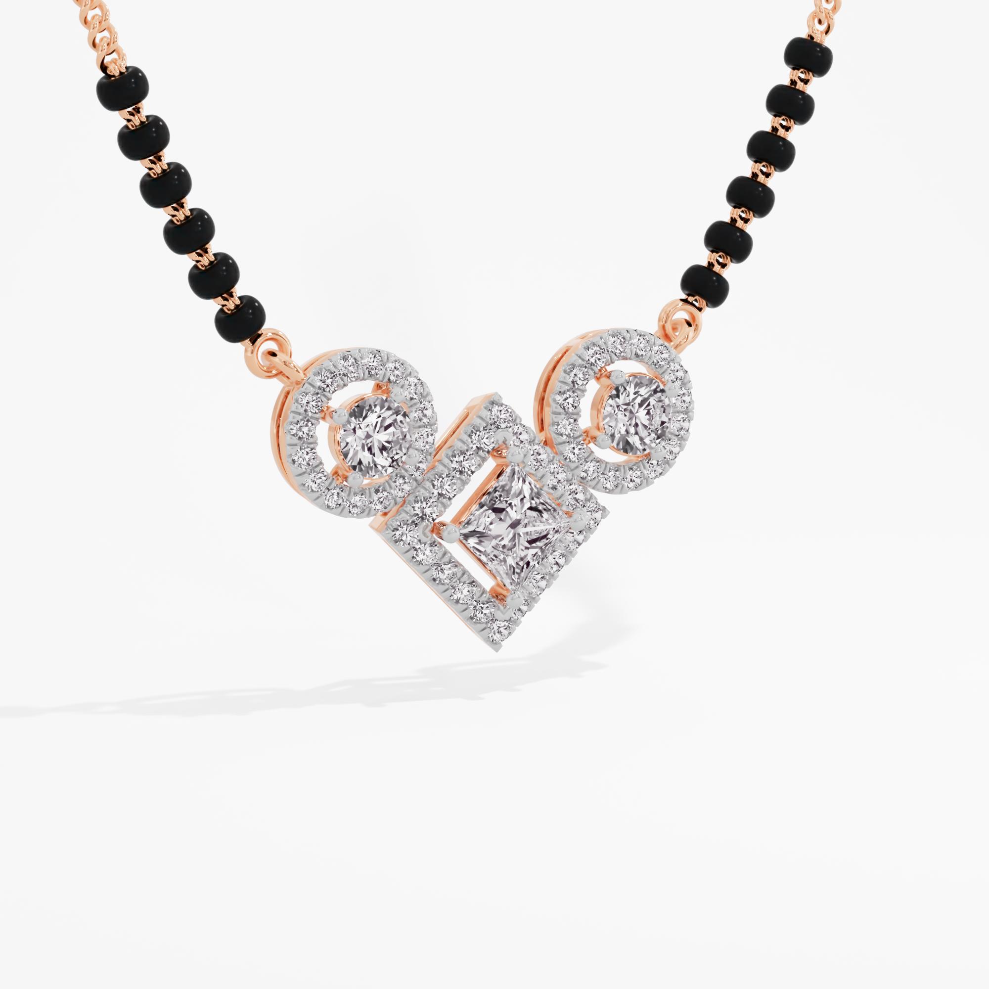 Celestial Trio 3 Stone Halo Mangalsutra