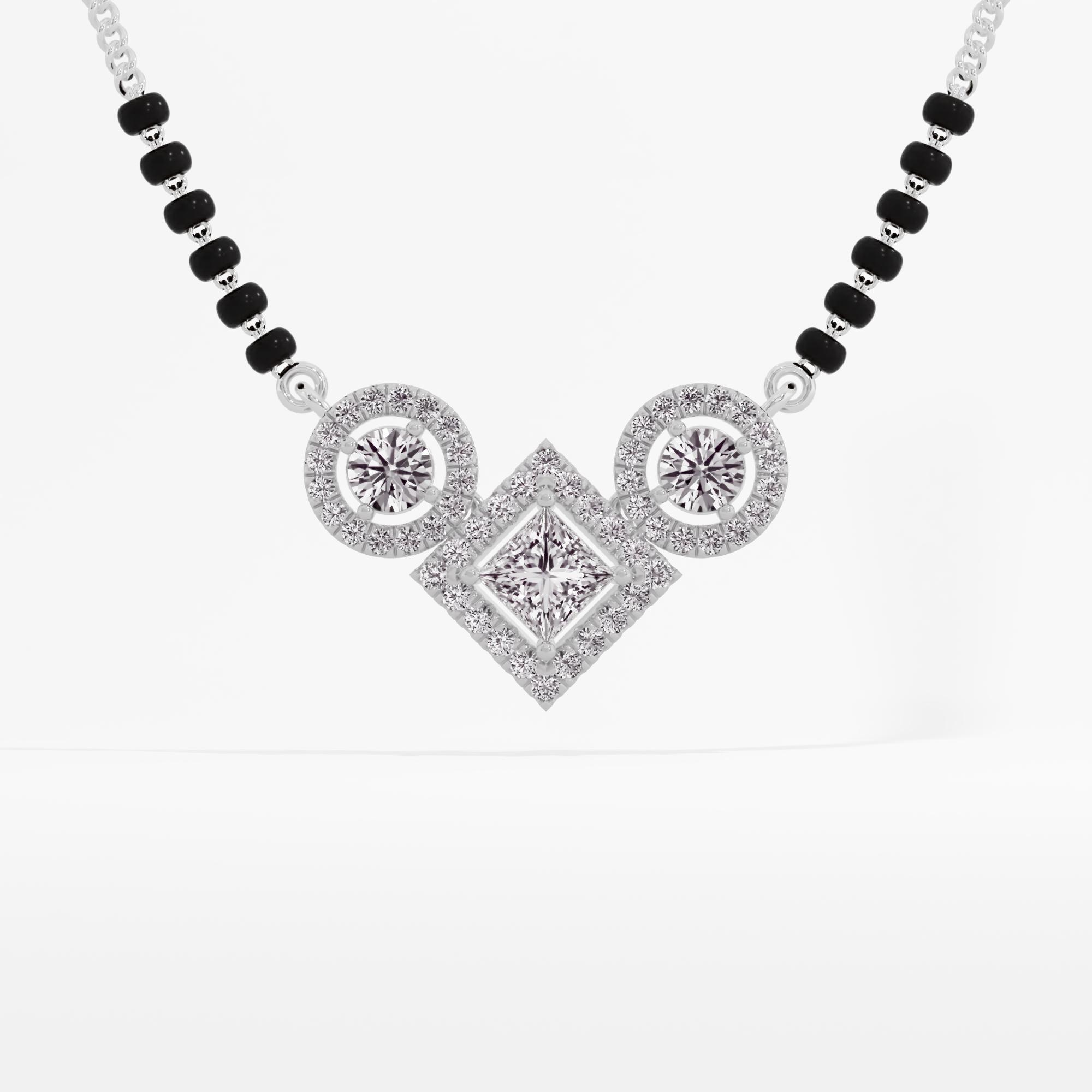 Celestial Trio 3 Stone Halo Mangalsutra