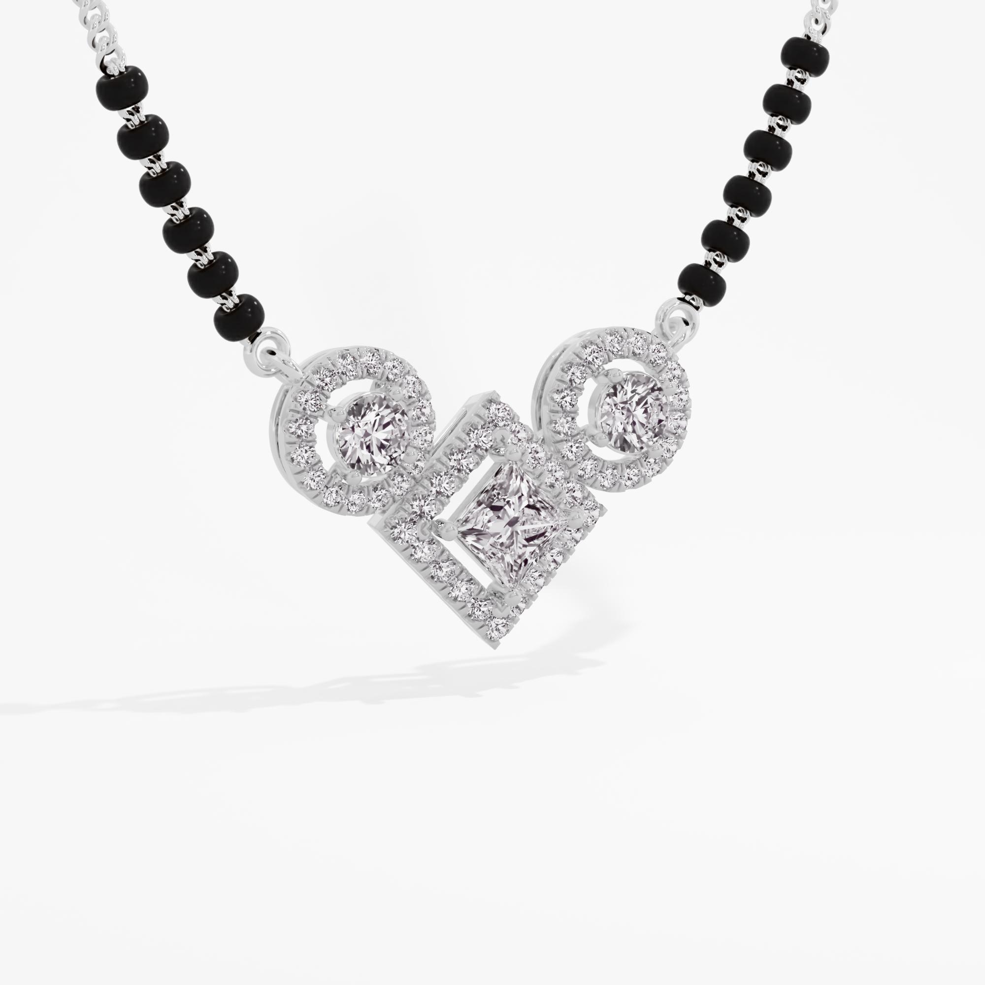 Celestial Trio 3 Stone Halo Mangalsutra