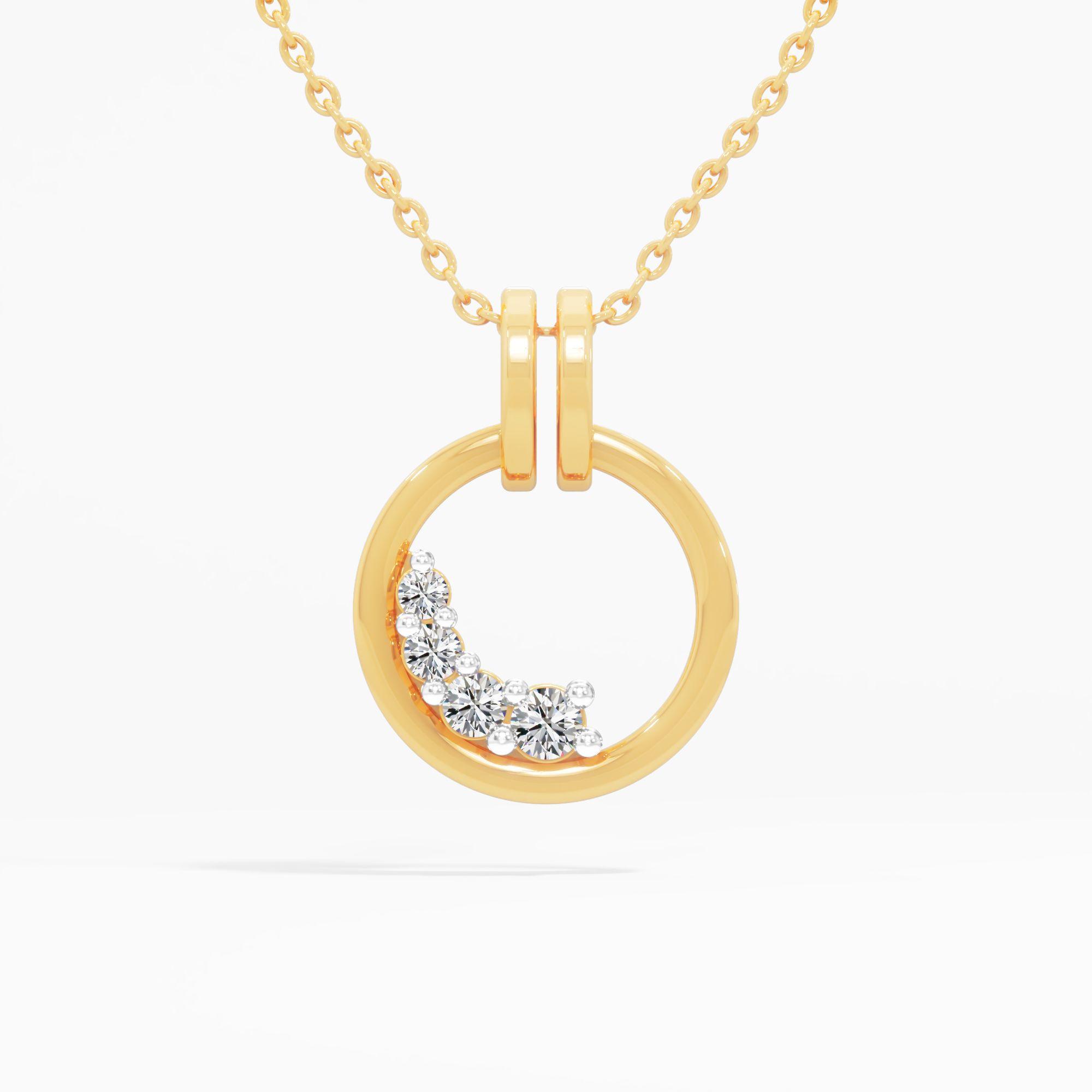 Crescent Circle Diamond Pendant