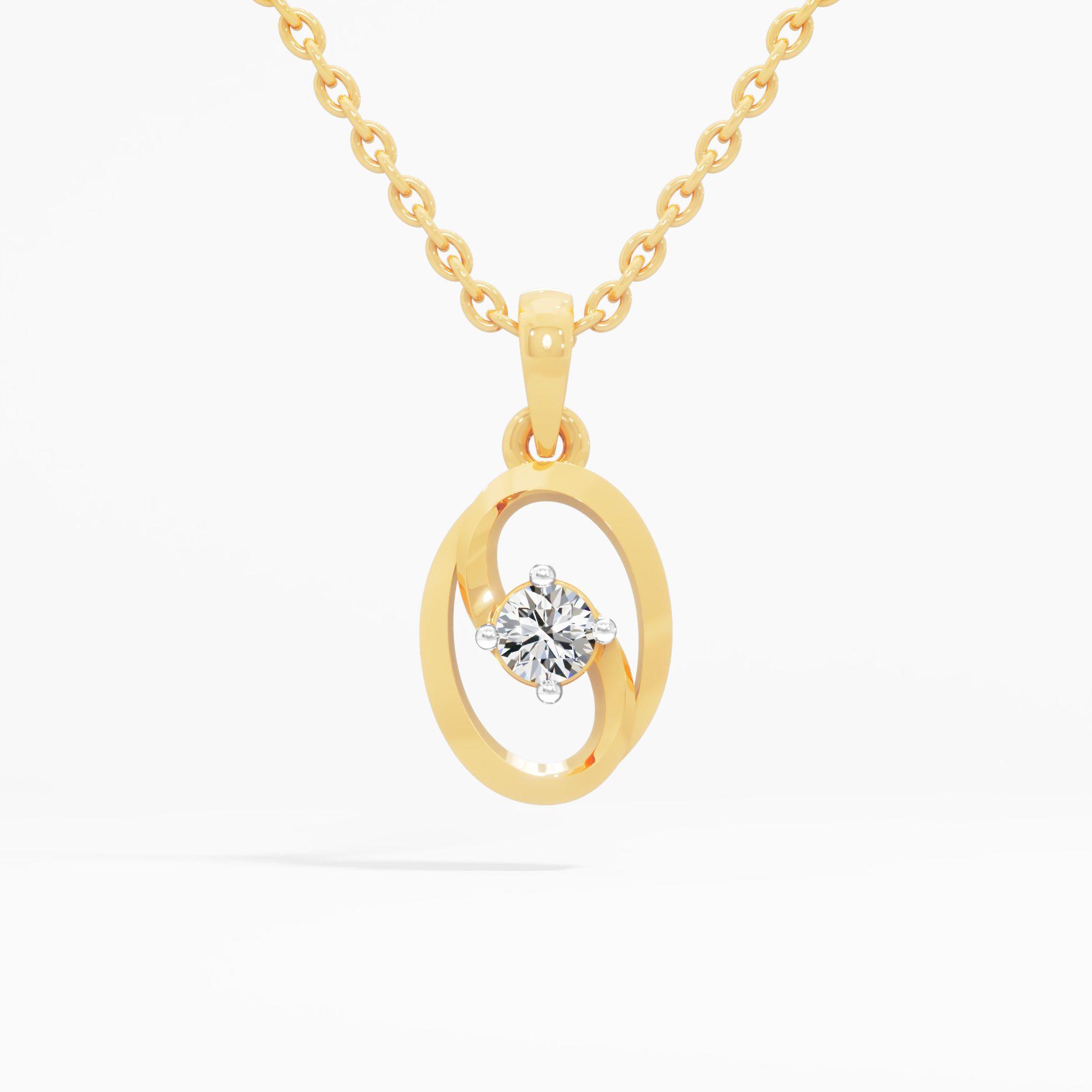 Orbiting Oval Solitaire Pendant