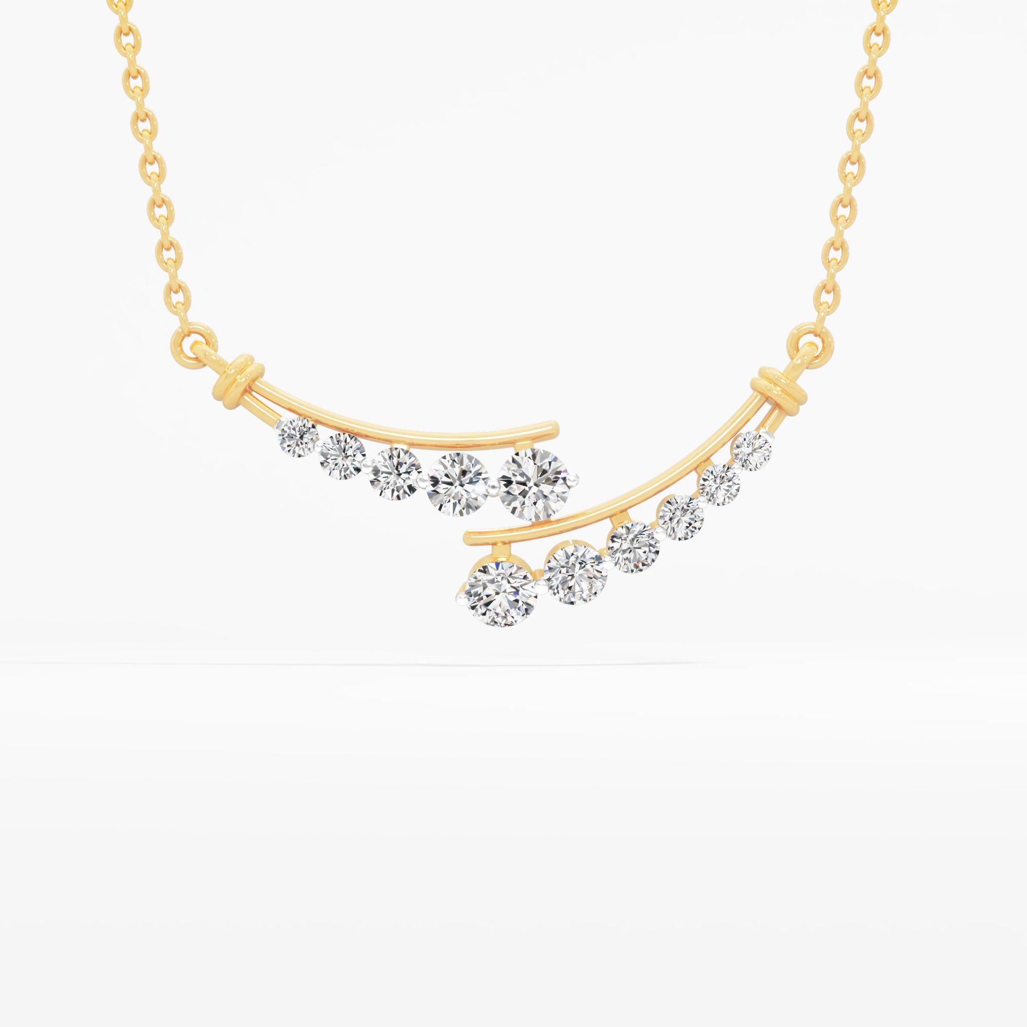 Split Wave Diamond Pendant