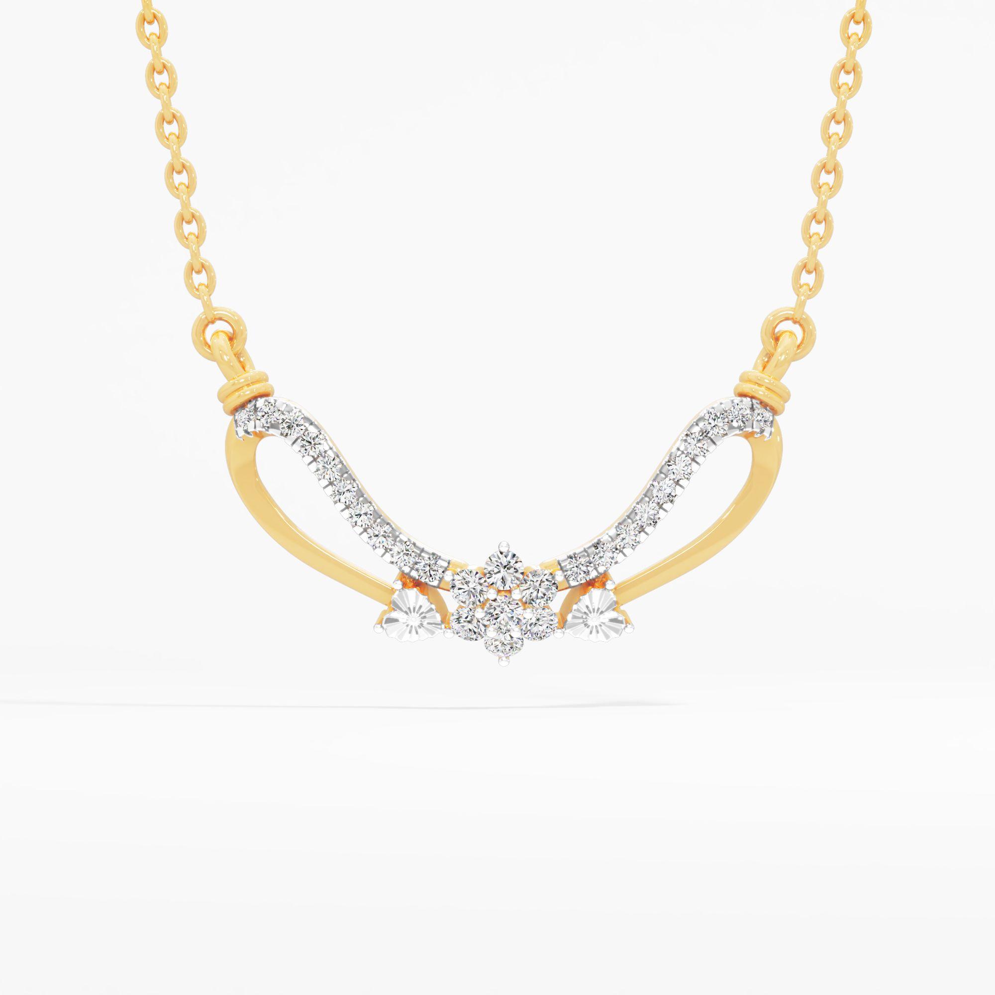 Curved Solitaire Accent Diamond Pendant