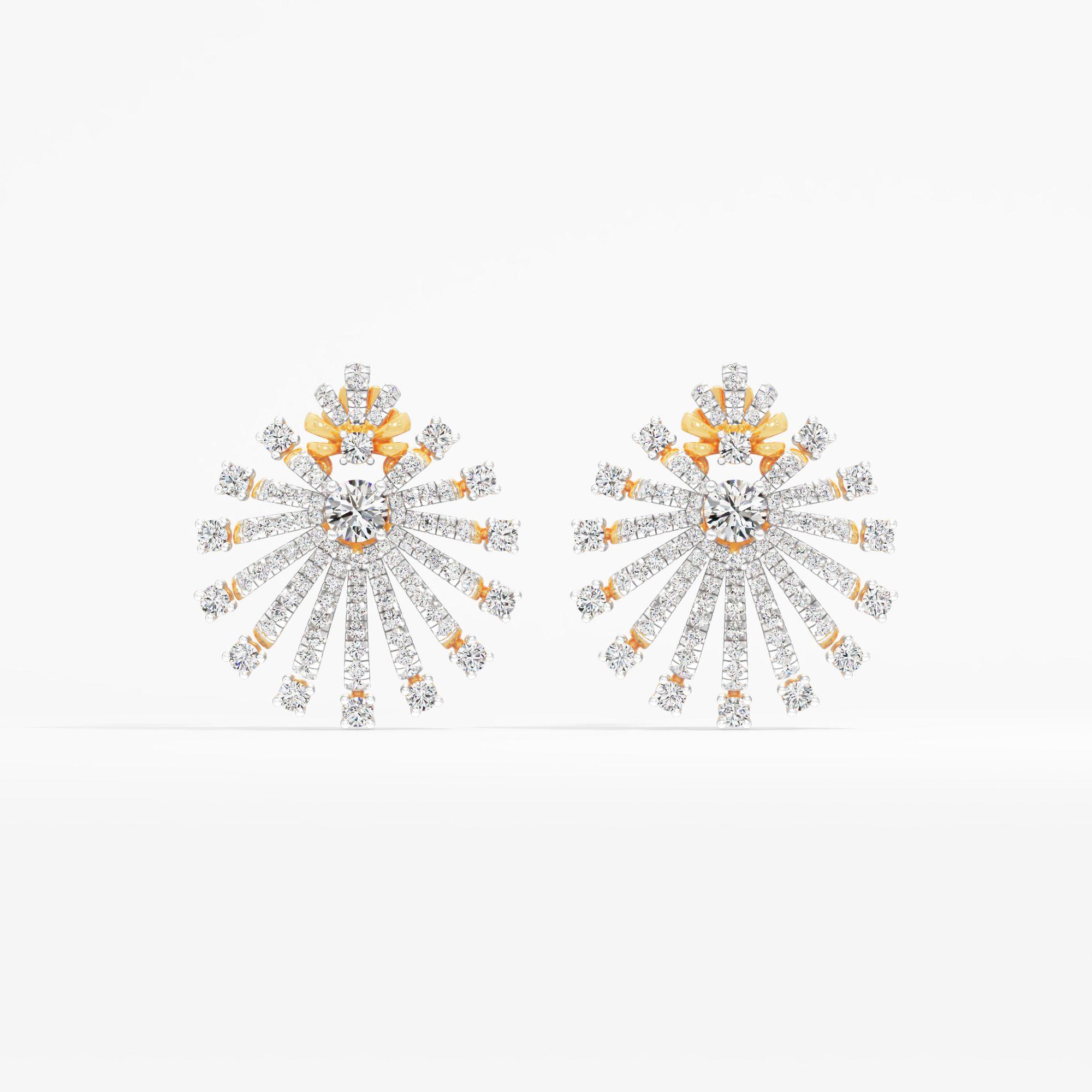 Sunburst Solitaire Stud Earrings
