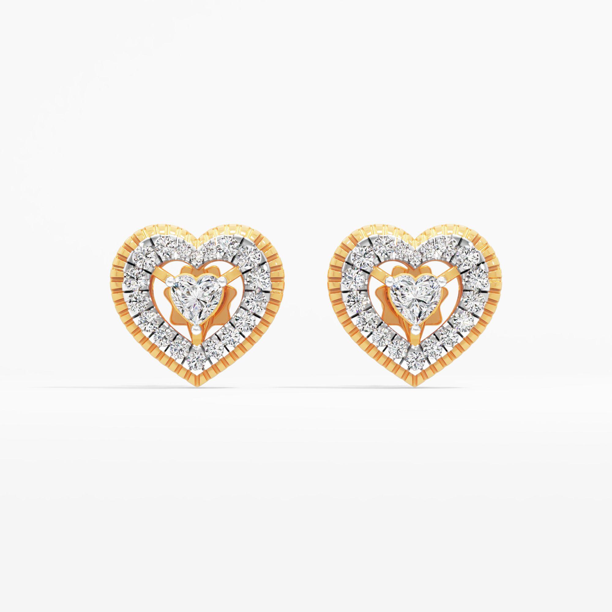 Romantic Double Halo Heart Stud Earrings