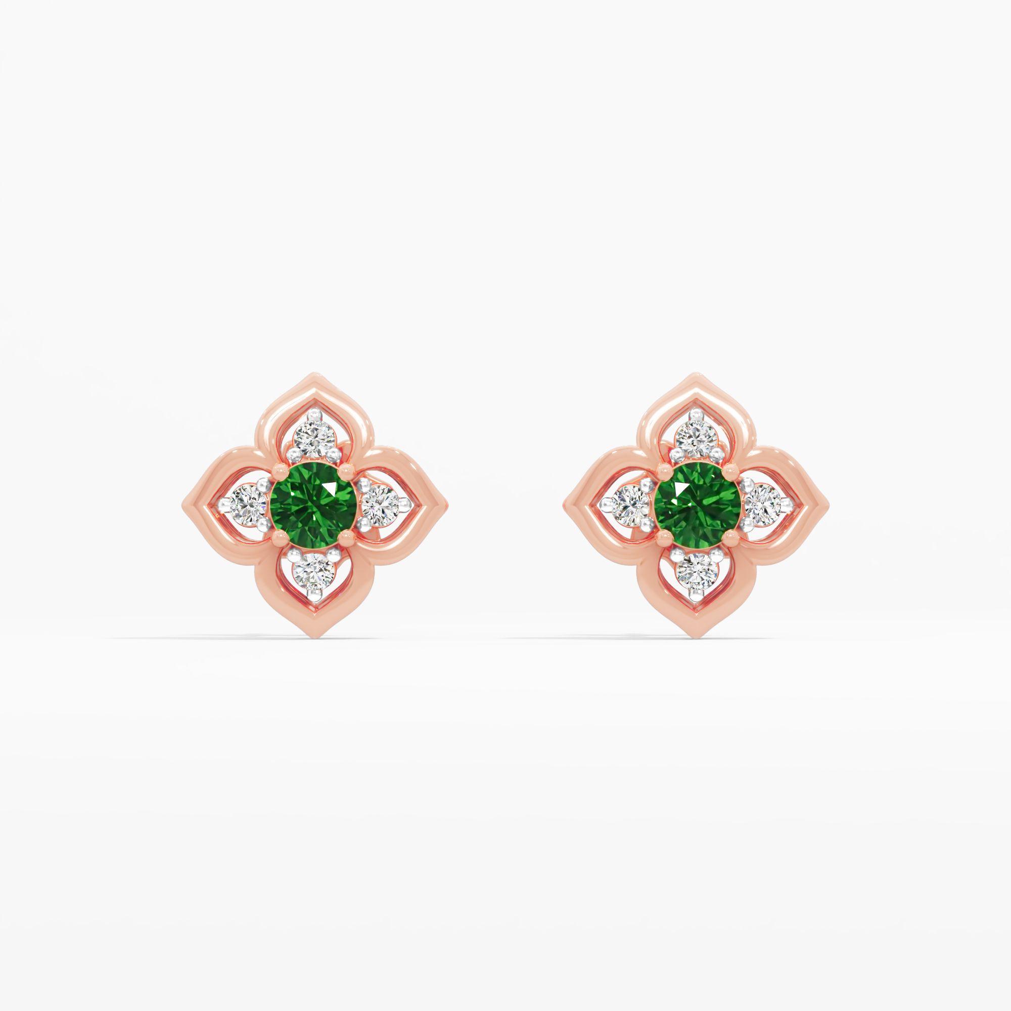 Blooming Petal Emerald Stud Earrings