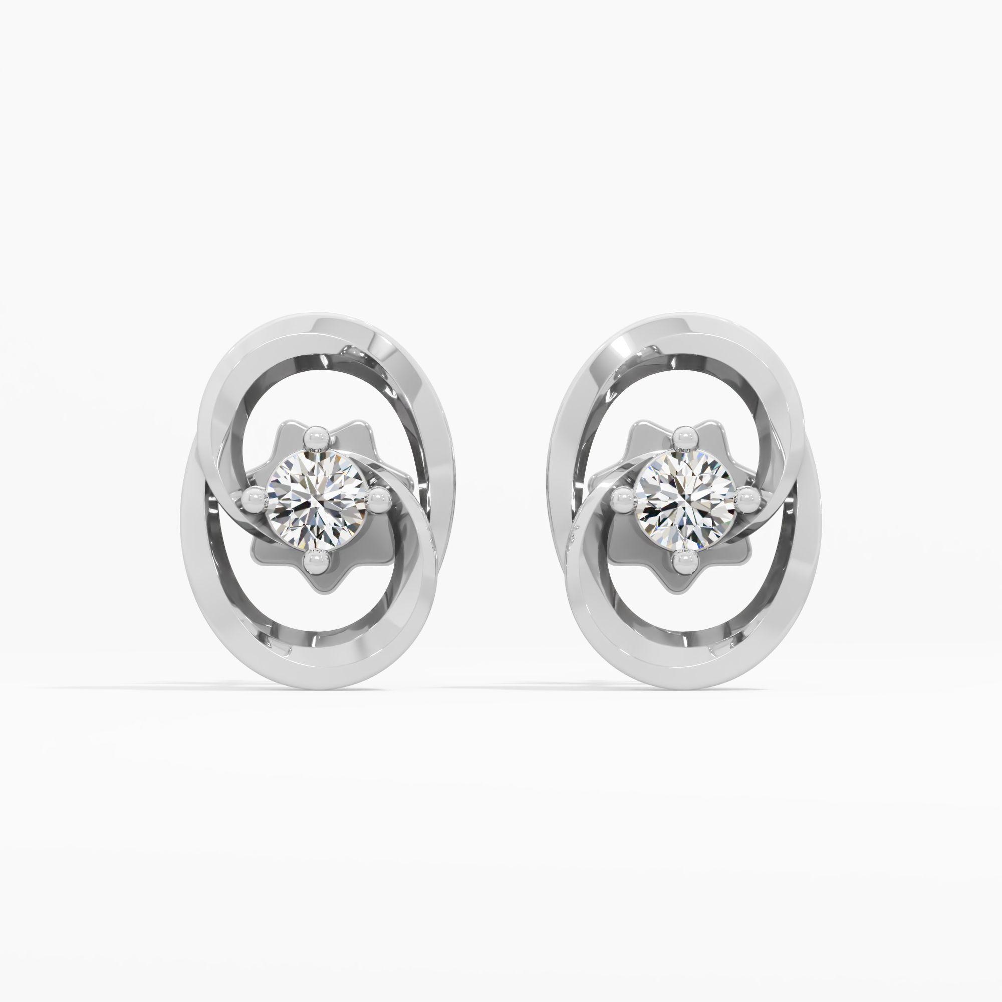 Modern Atom Solitaire Stud Earrings