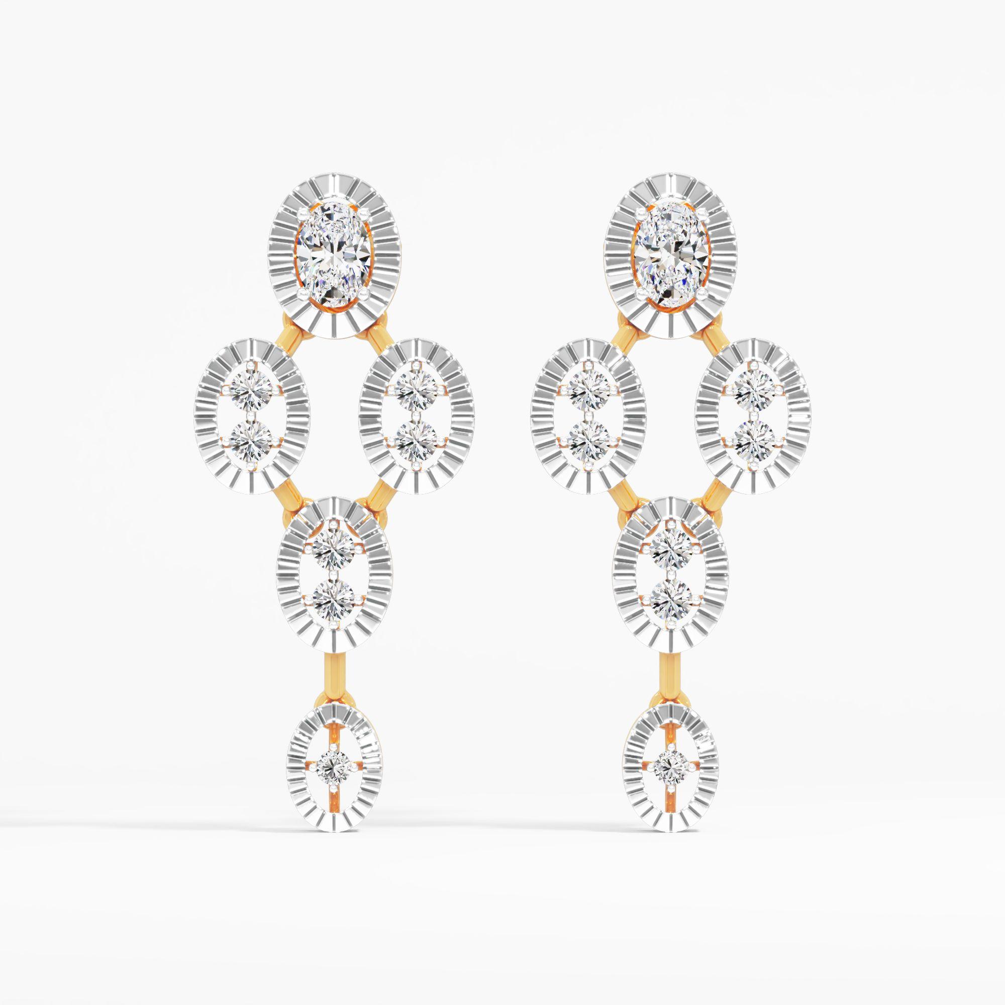 Interlinked Oval Diamond Drop Earrings