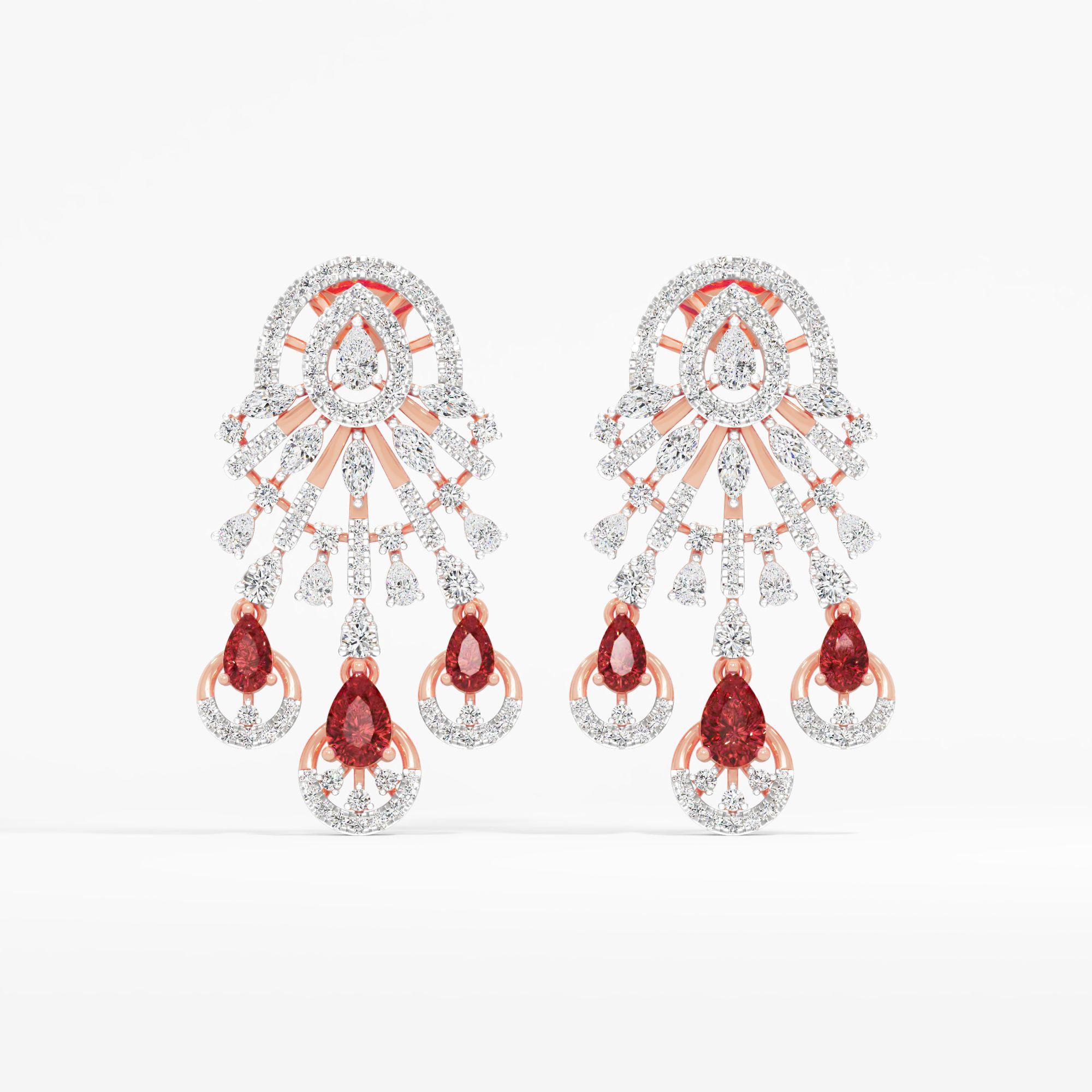 Ruby Trio Drop Earrings