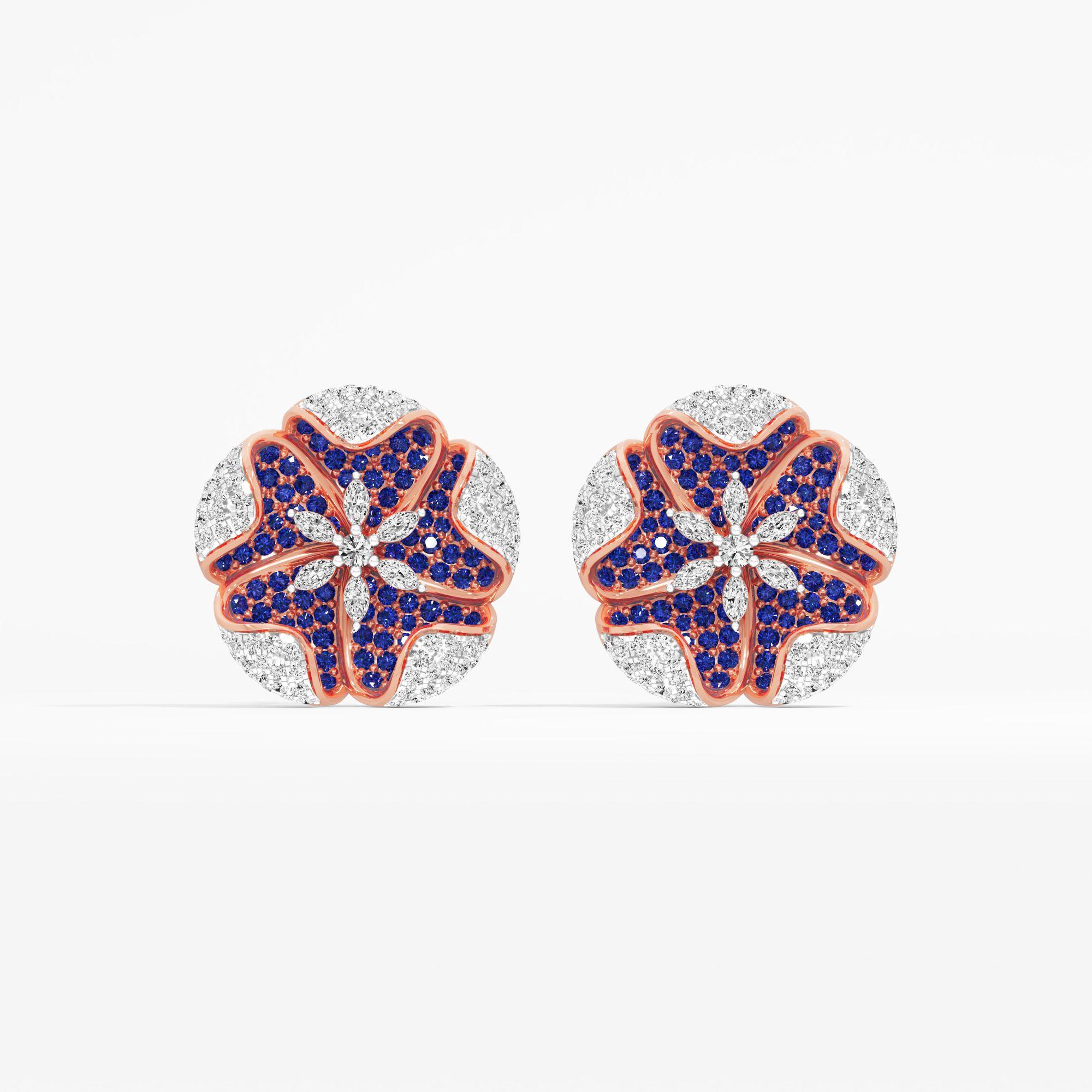 Starlit Blue Petal Stud Earrings