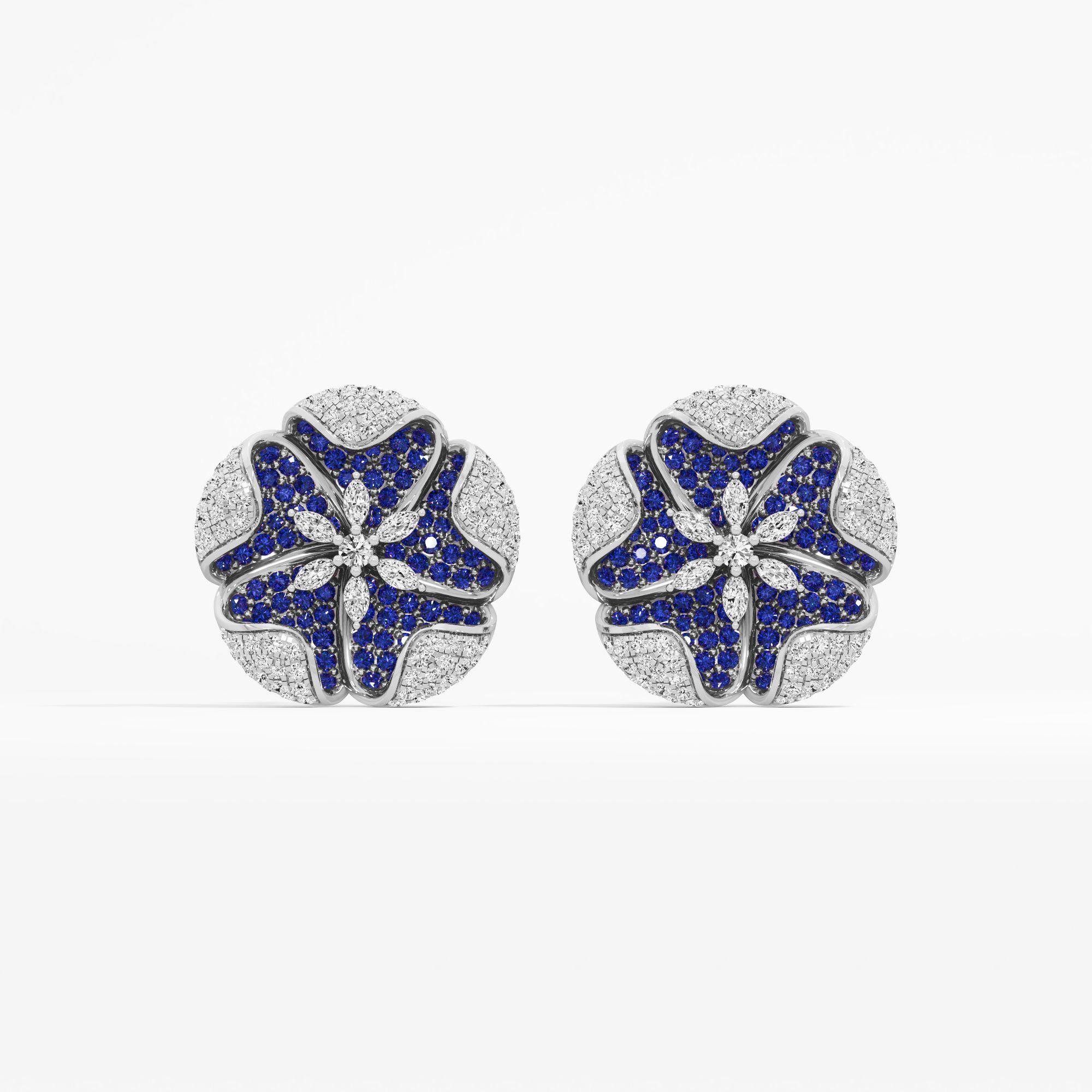 Starlit Blue Petal Stud Earrings