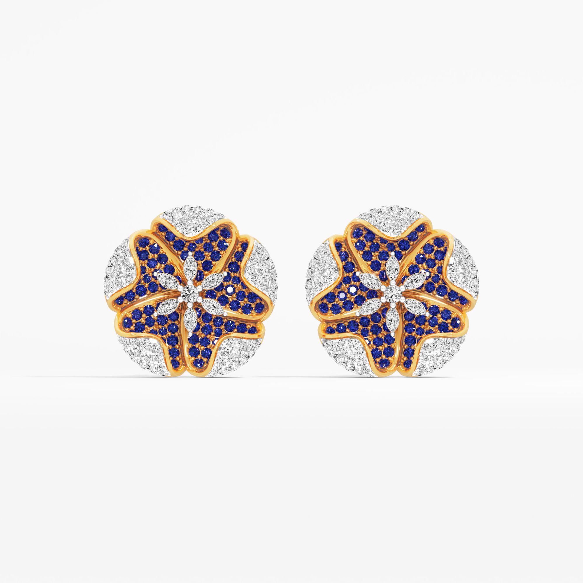 Starlit Blue Petal Stud Earrings