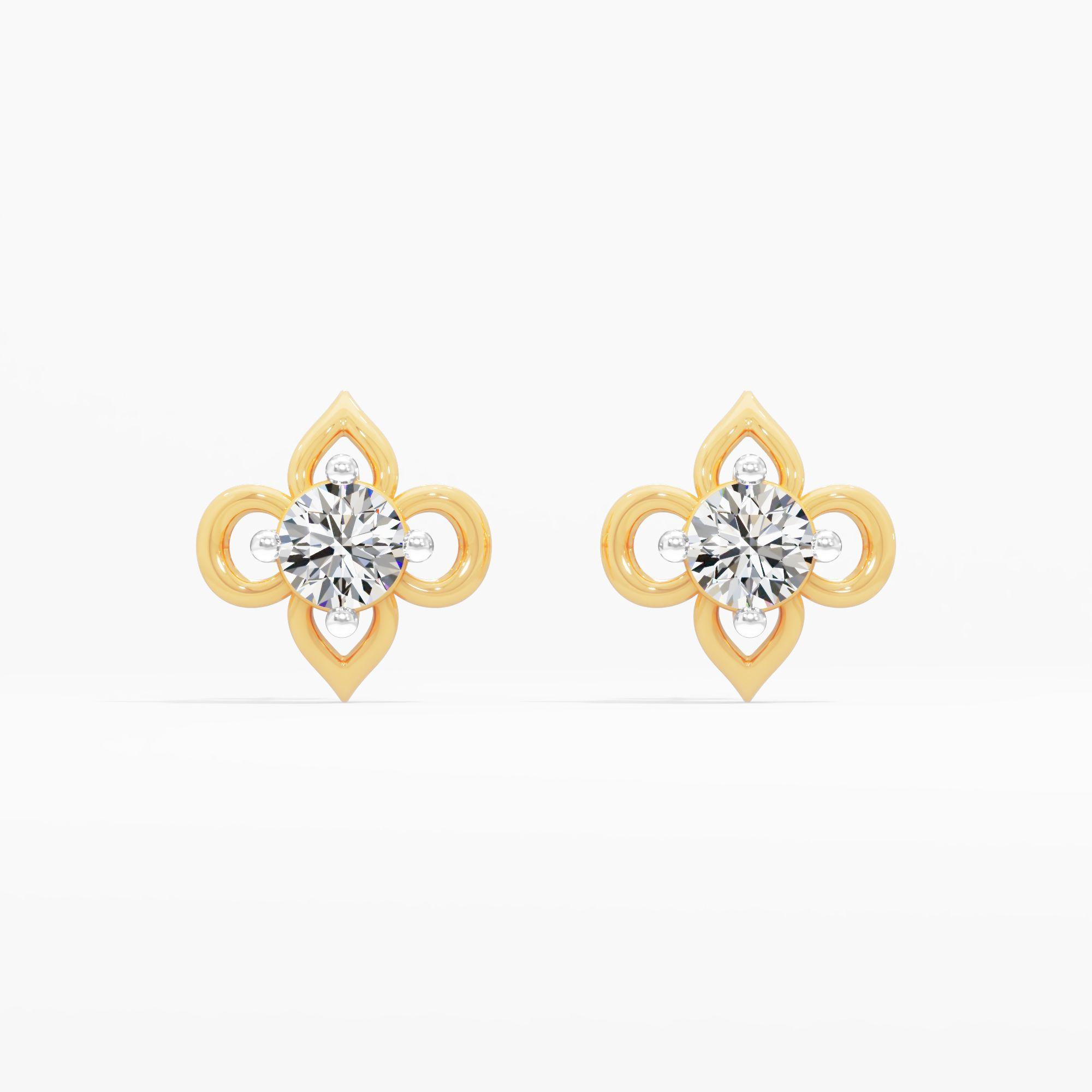 Fleur Solitaire Stud Earrings
