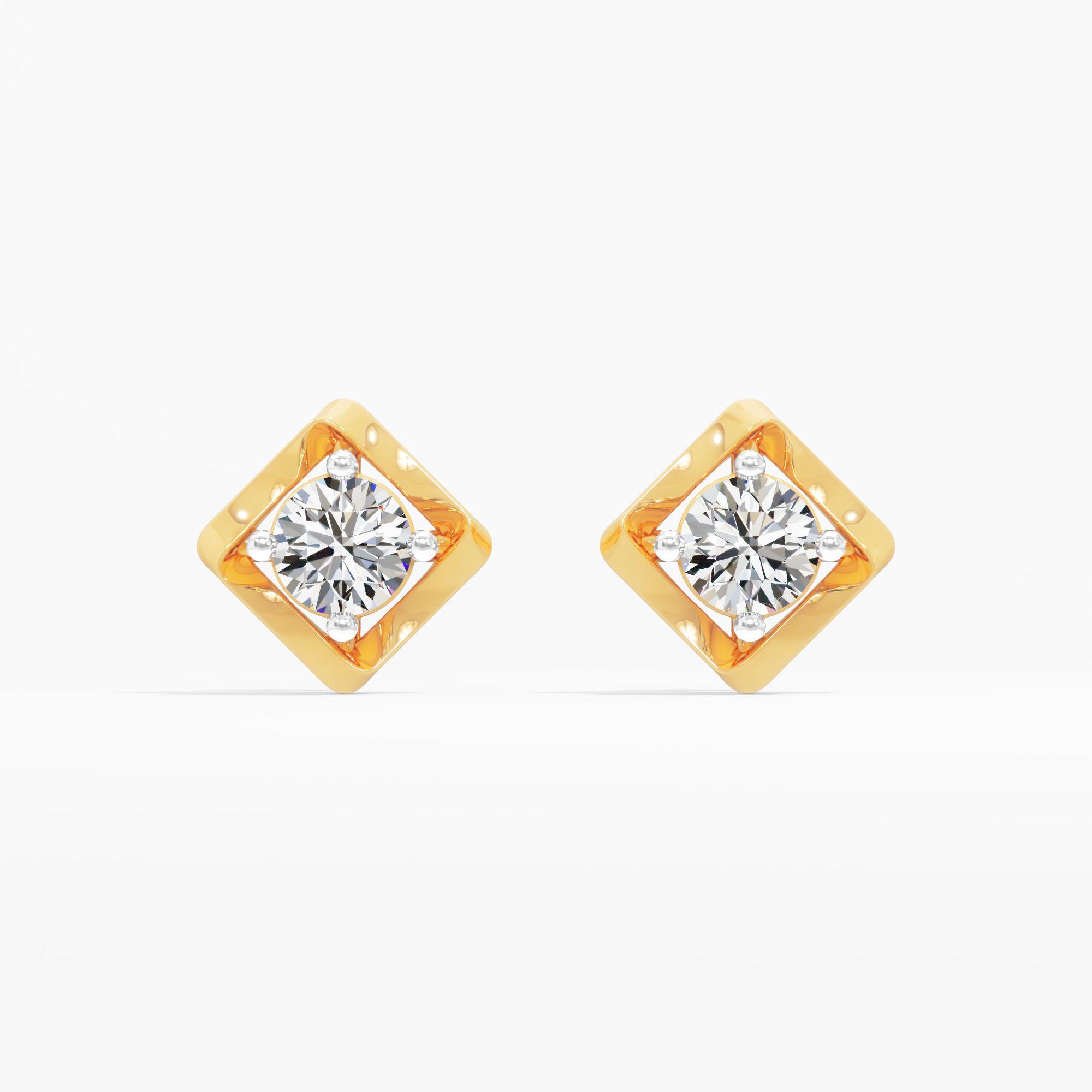 Axis Solitaire Diamond Stud Earrings
