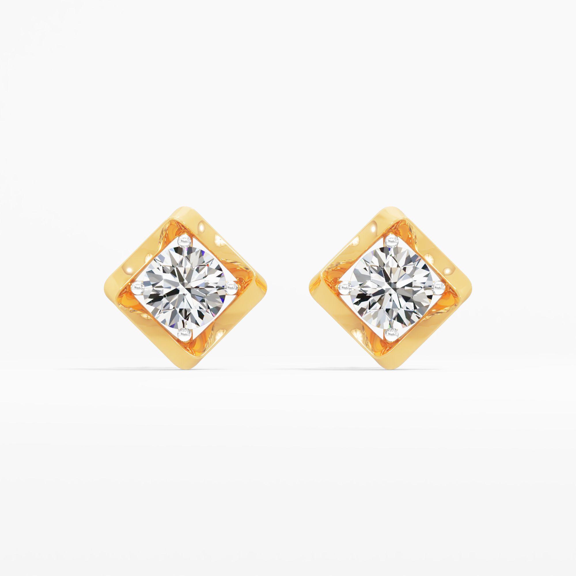 Lozenge Solitaire Stud Earrings