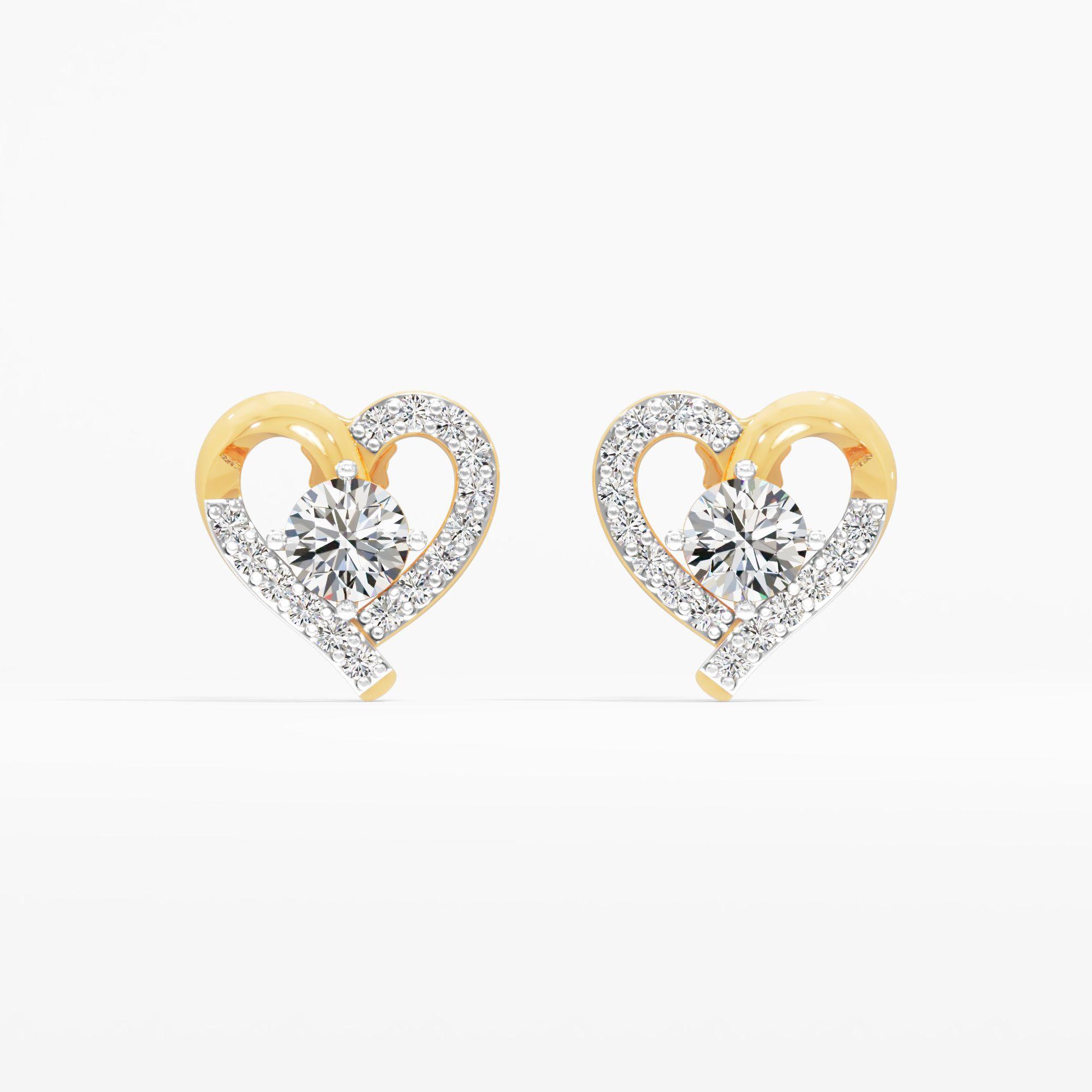 Arched Heart Stud Earrings