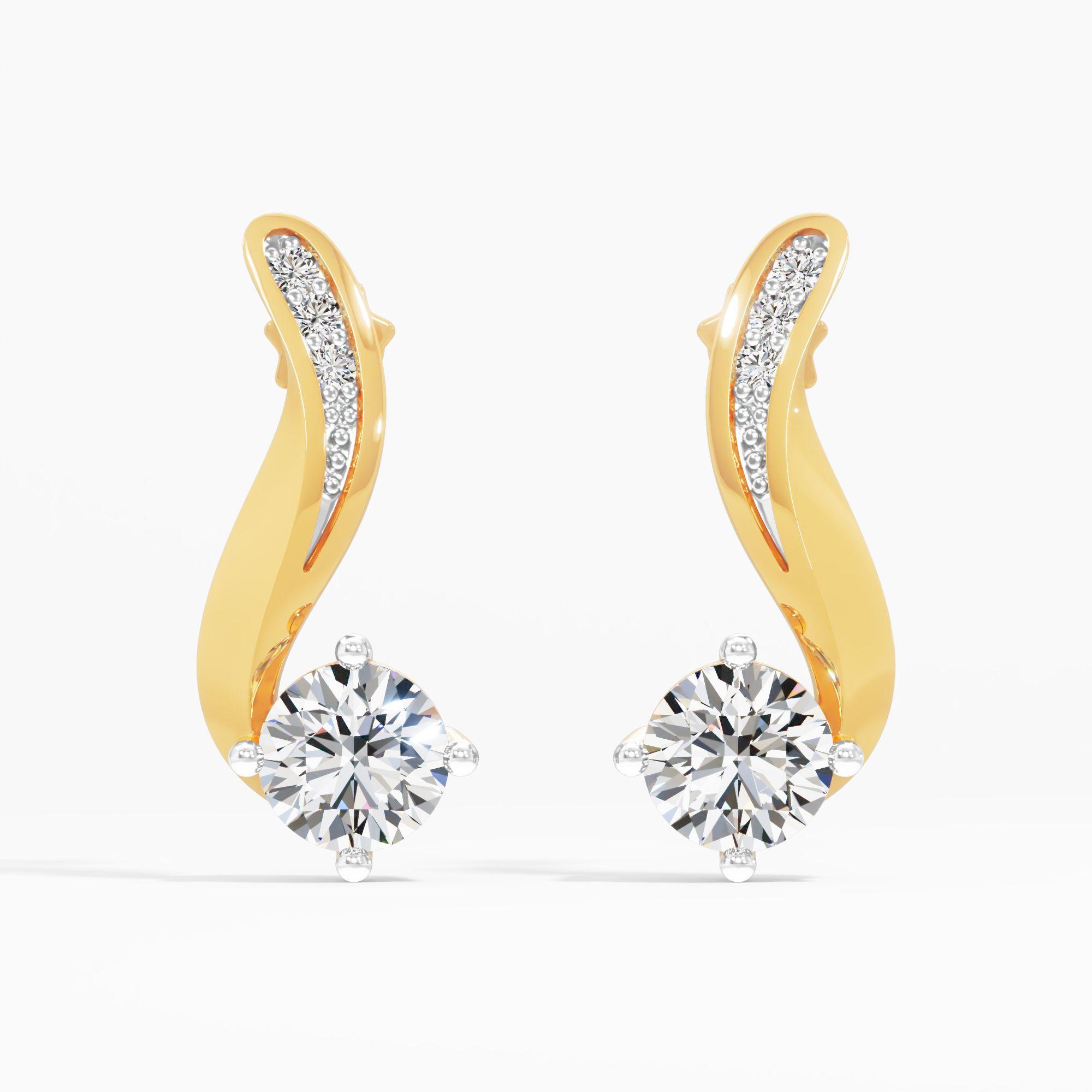 Radiant Curve Solitaire Drop Earrings